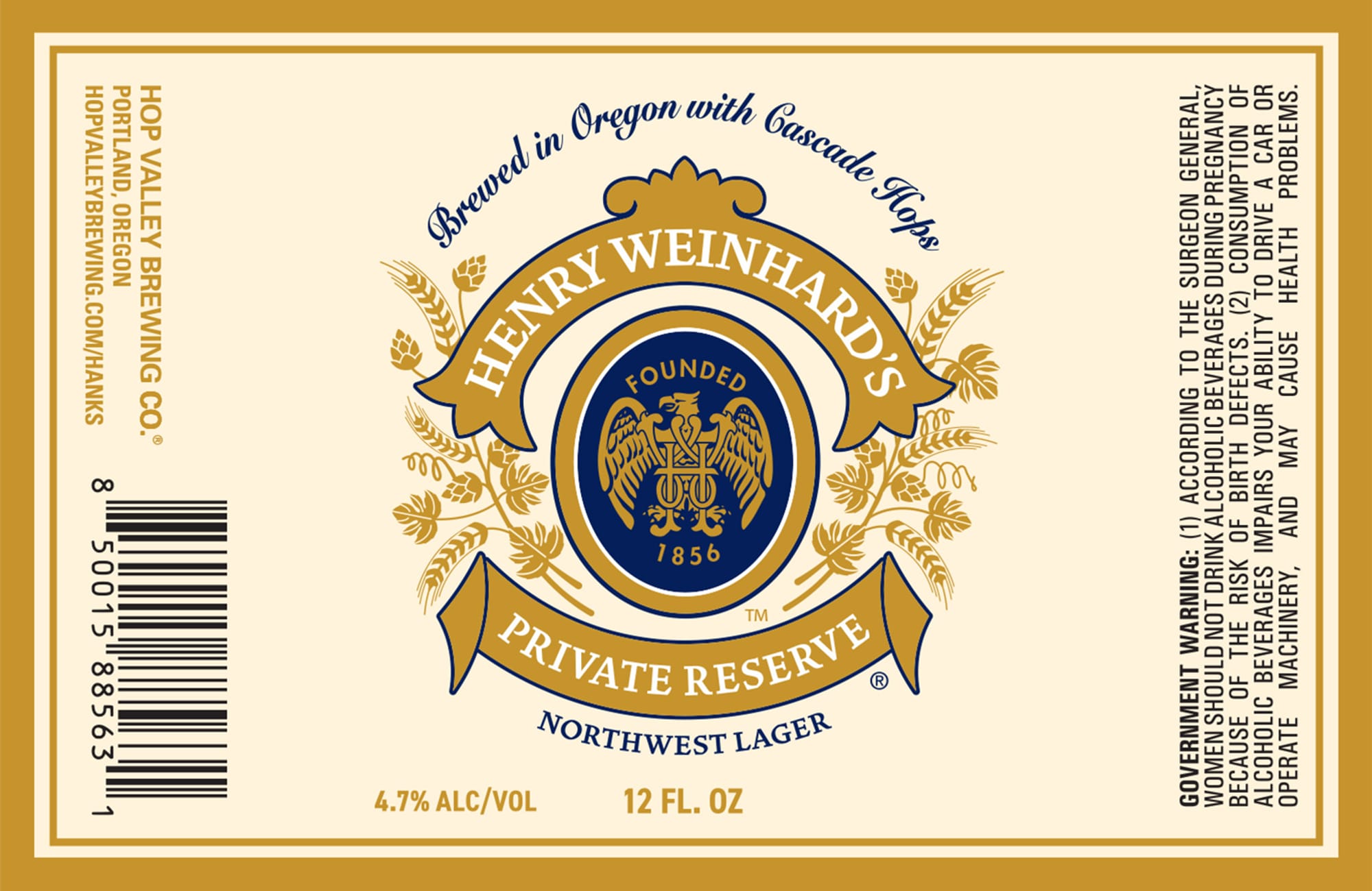 Private Reserve Northwest Lager by Henry Weinhard’s - beer label