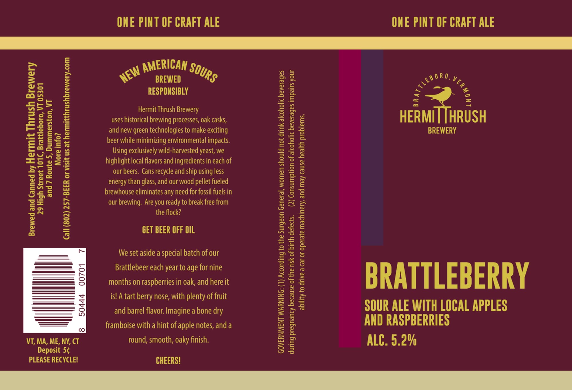 Brattleberry by Hermit Thrush Brewery - beer label