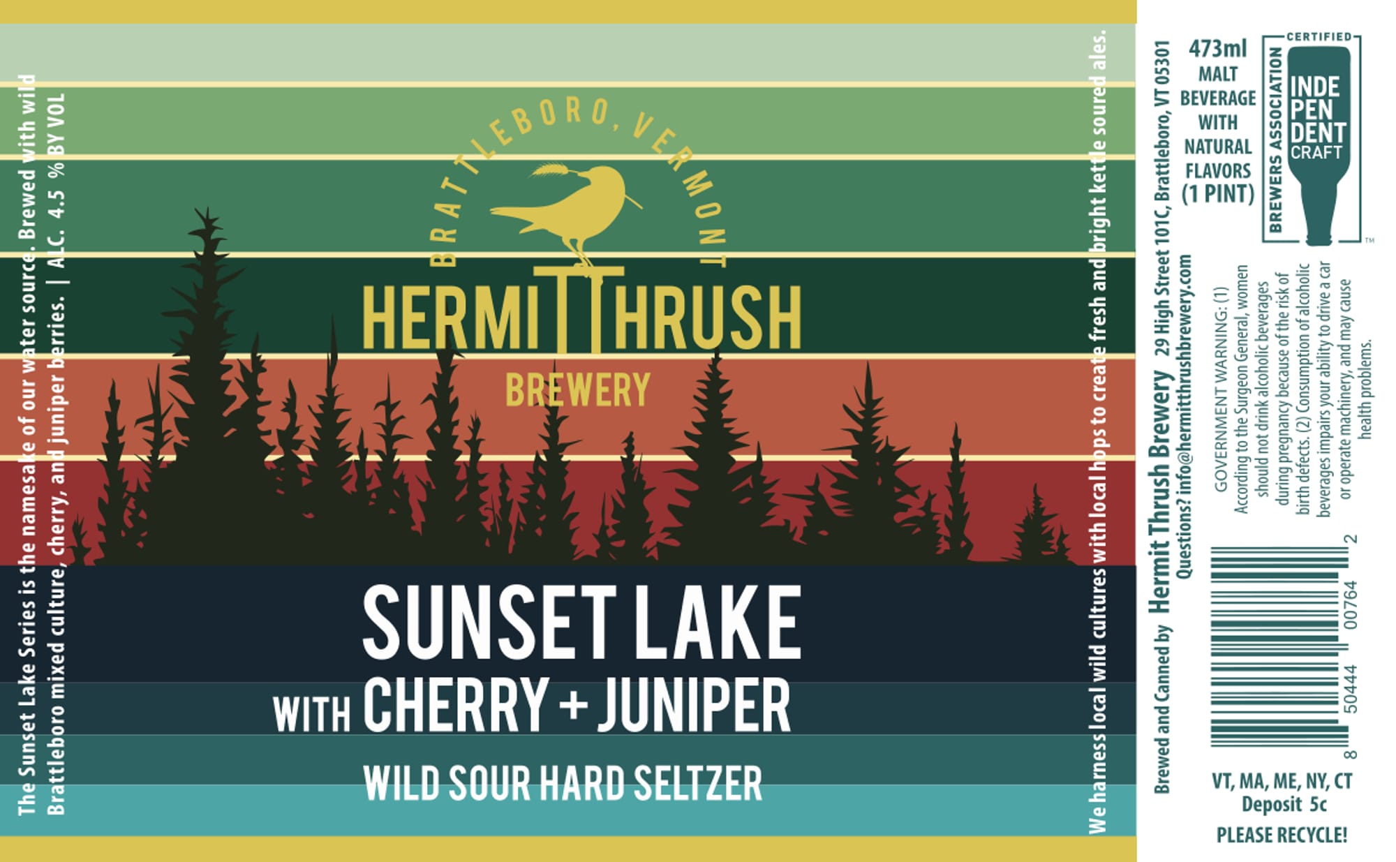 Sunset Lake by Hermit Thrush Brewery - beer label