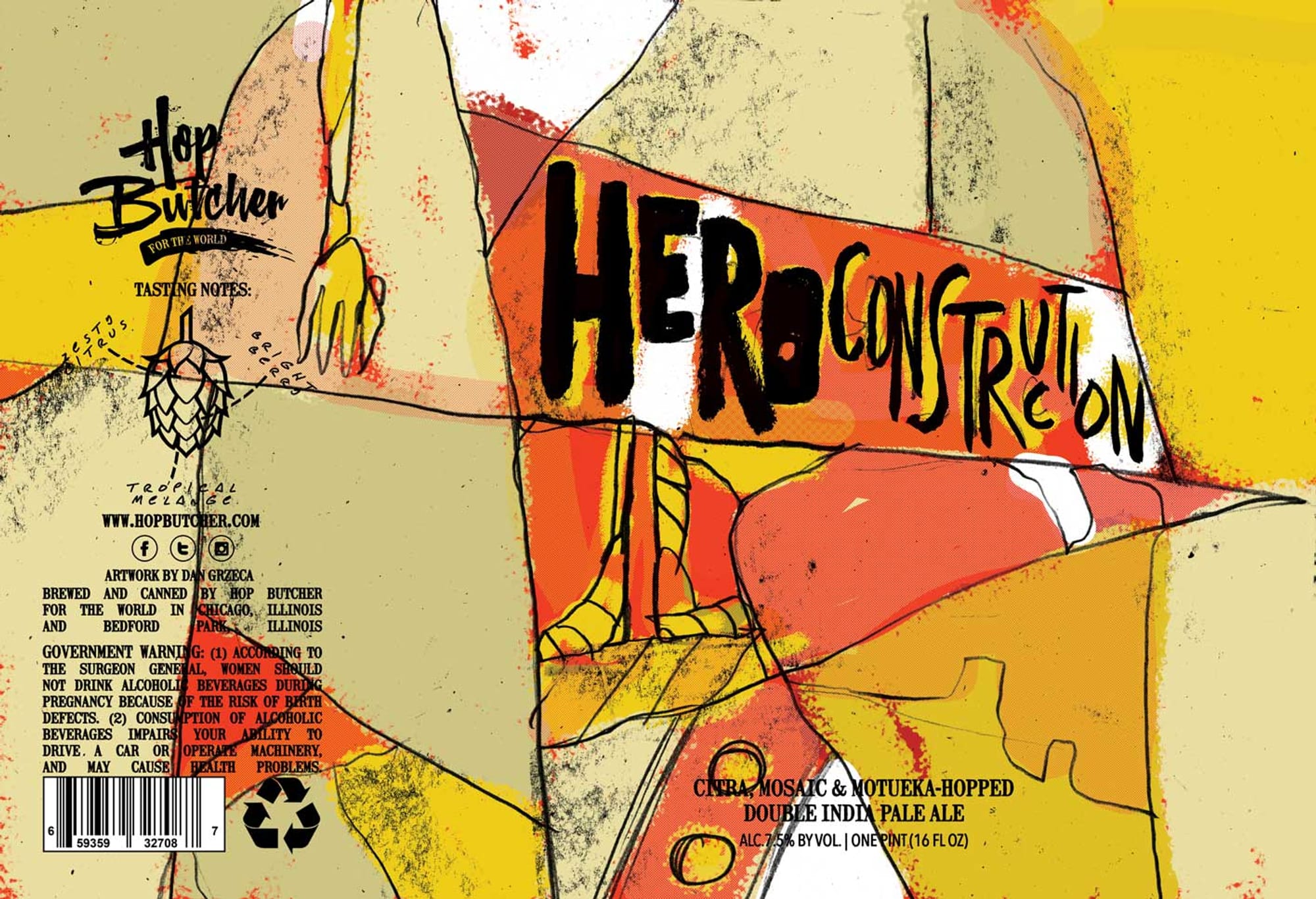 Hero Construction by Hop Butcher For The World - beer label
