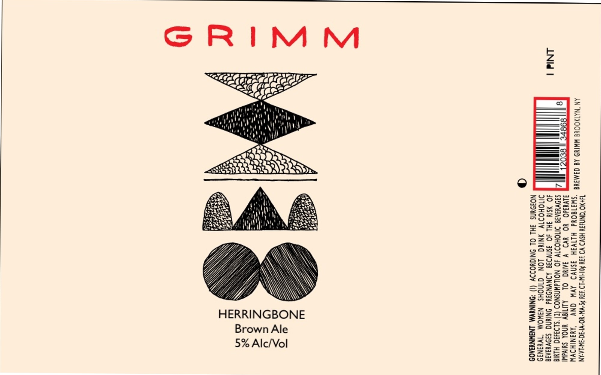 Herringbone Brown Ale by GRIMM Artisanal Ales - beer label