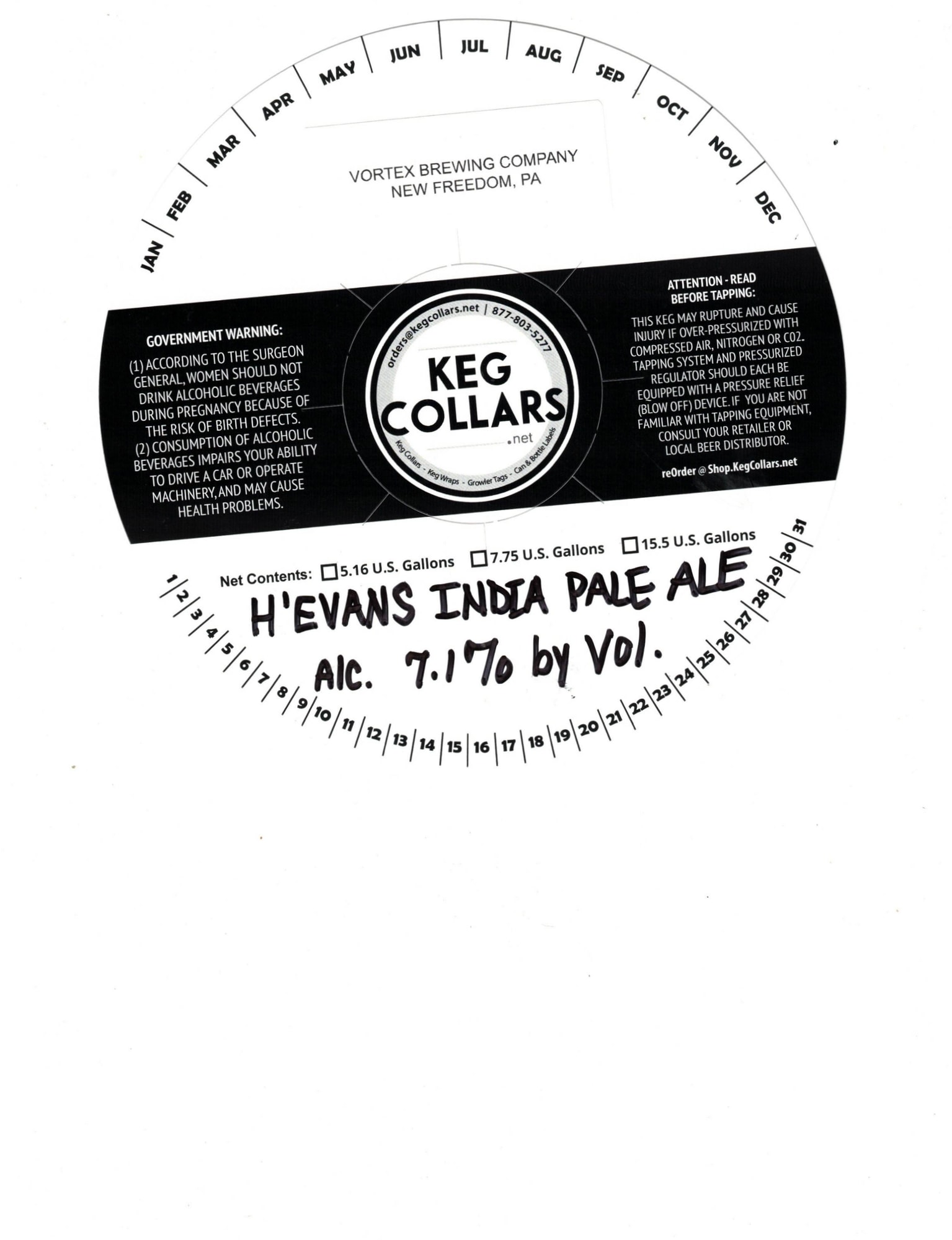 H’evans India Pale Ale by Vortex Brewing Company - beer label