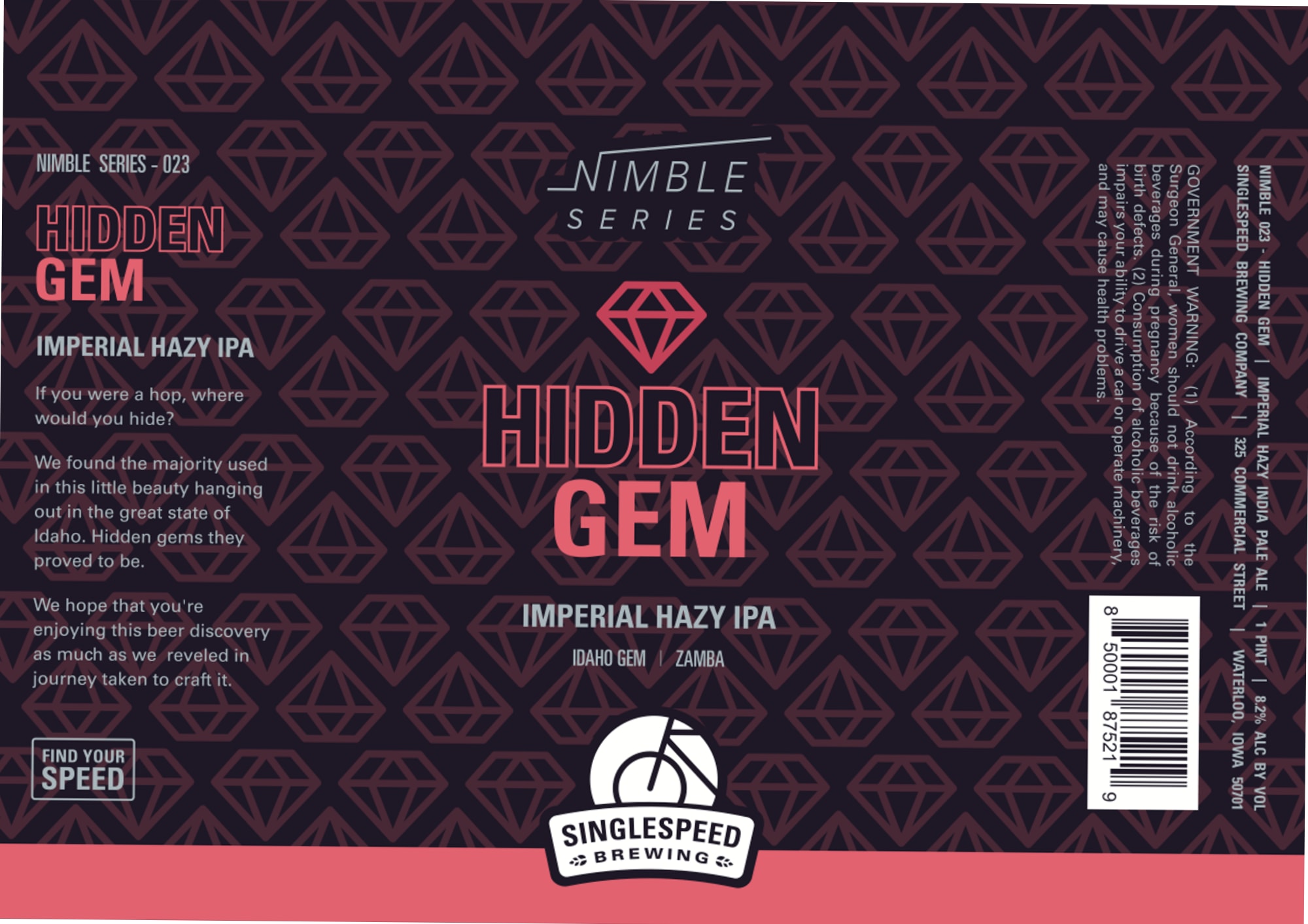 Hidden Gem by Singlespeed Brewing - beer label
