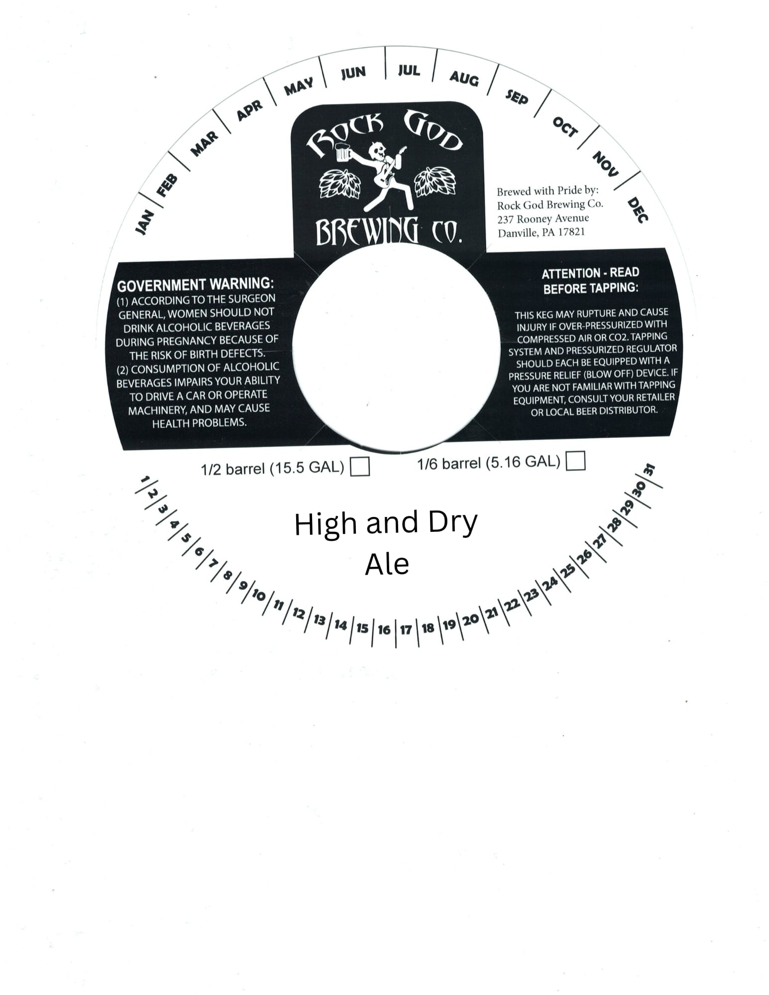 High and Dry by Rock God Brewing Co. - beer label