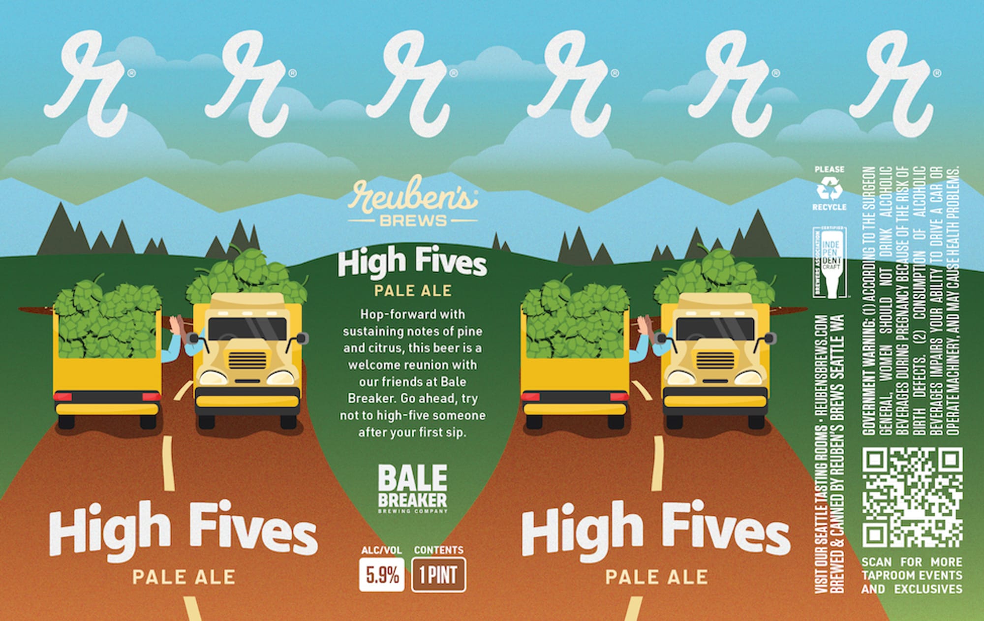 High Fives by Reuben’s Brews - beer label