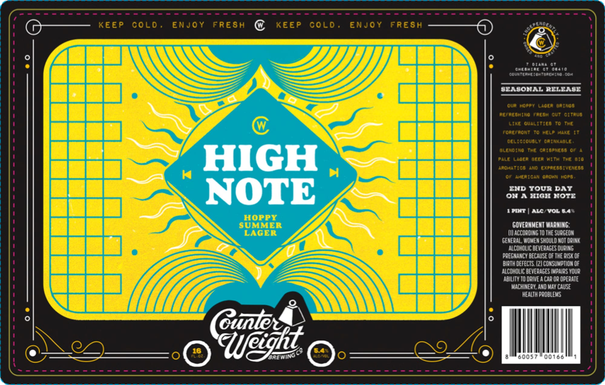 High Note by Counter Weight Brewing - beer label