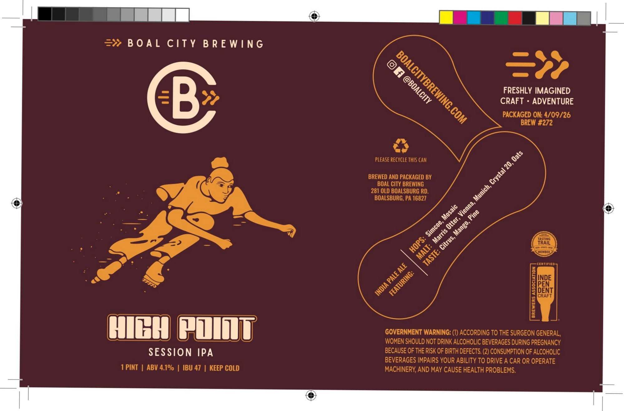 High Point Session IPA by Boal City Brewing - beer label