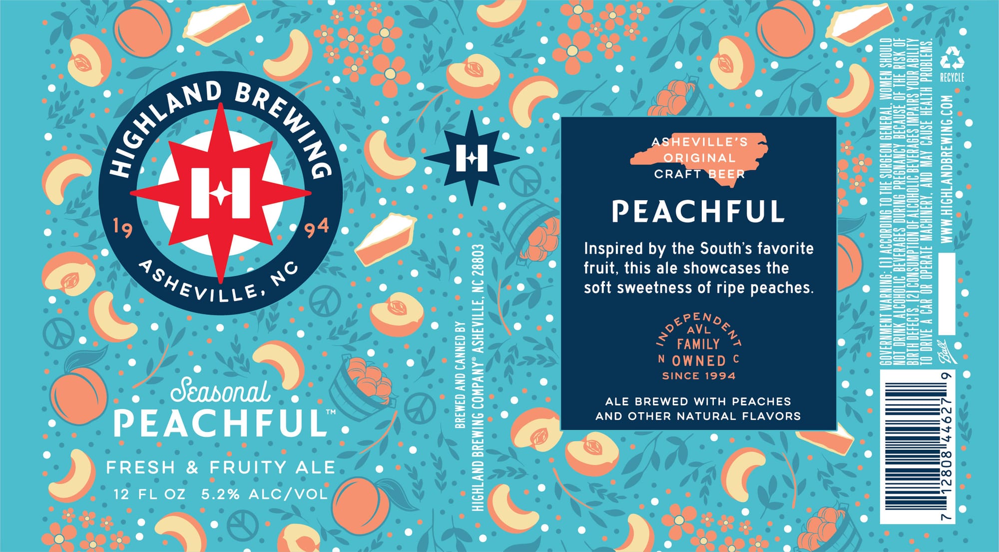Peachful by Highland Brewing Company - beer label