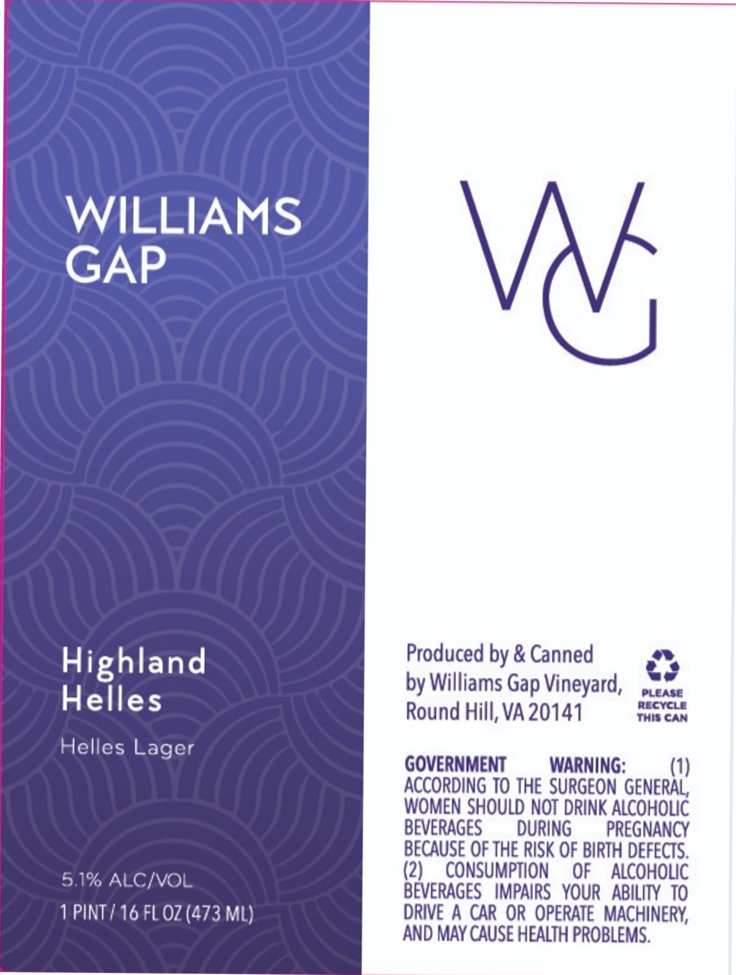 Highland Helles by Williams Gap - beer label