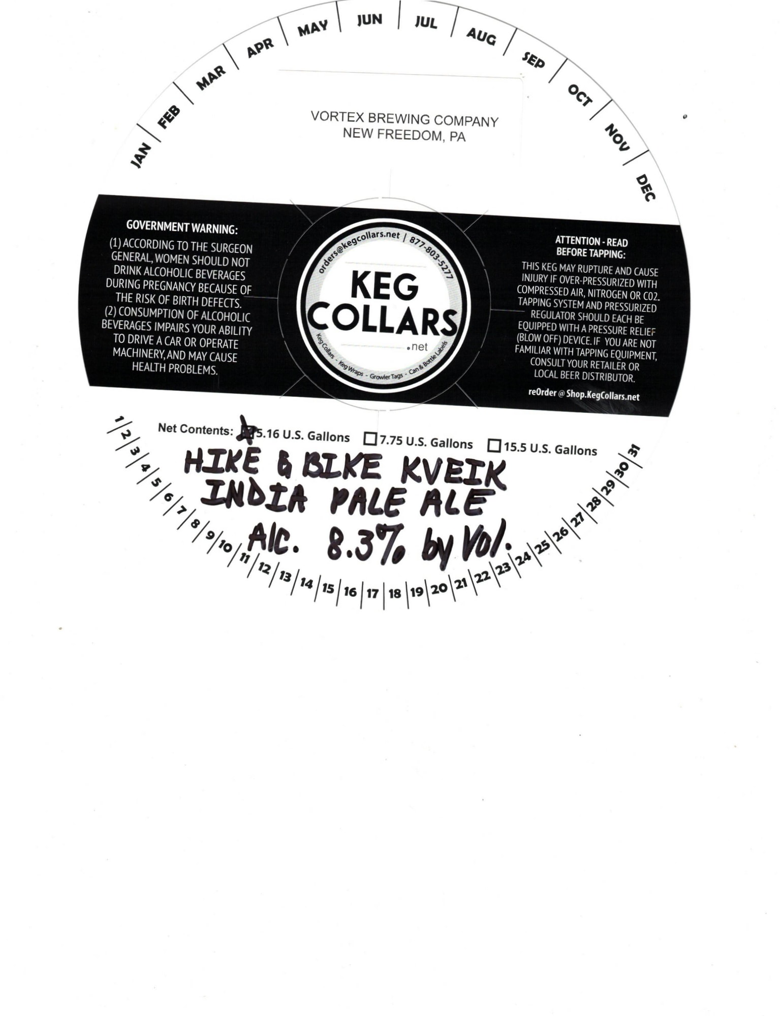 Hike & Bike Kveik India Pale Ale by Vortex Brewing Company - beer label
