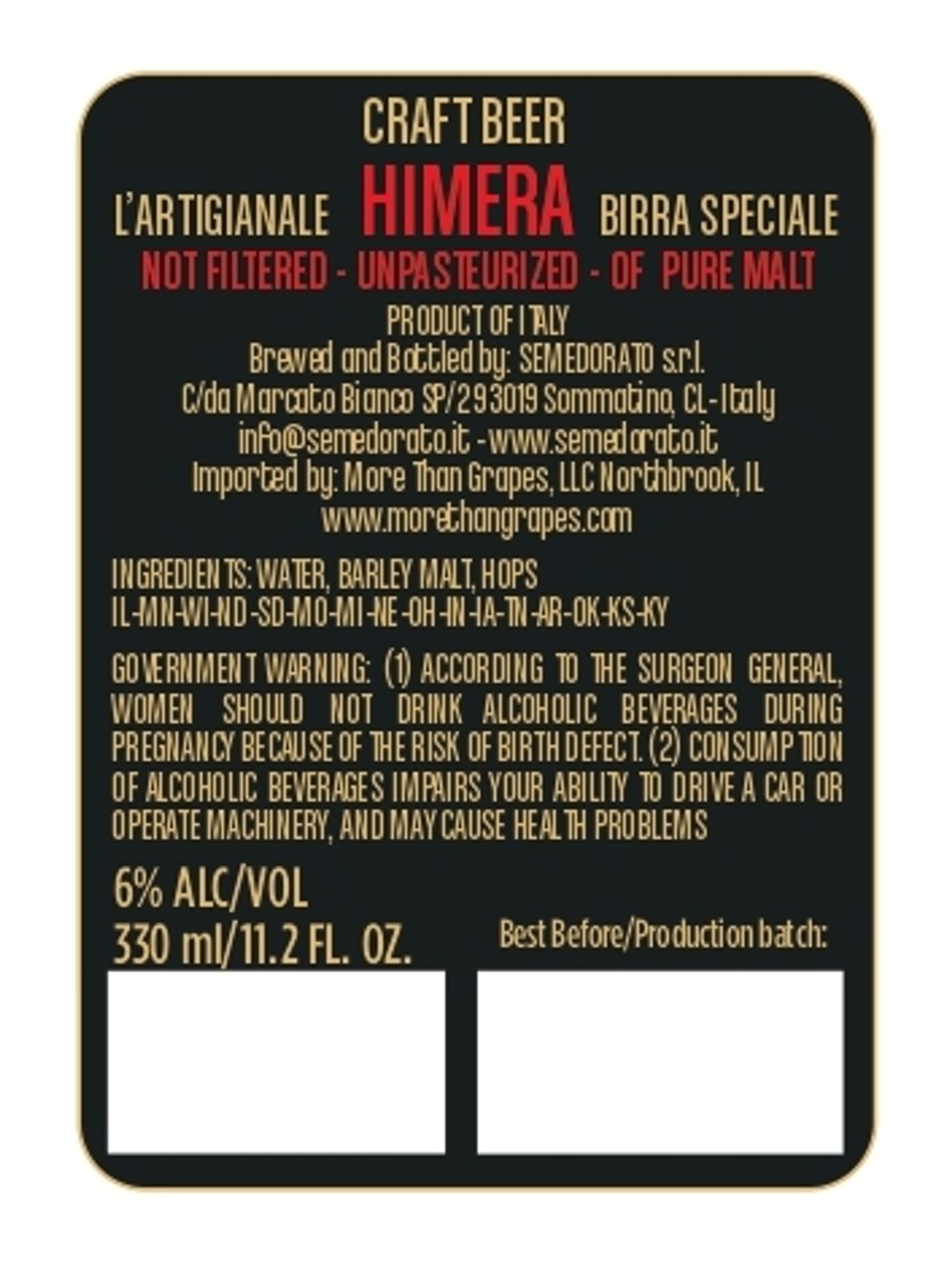 Himera by Semedorato s.r.l. - beer label