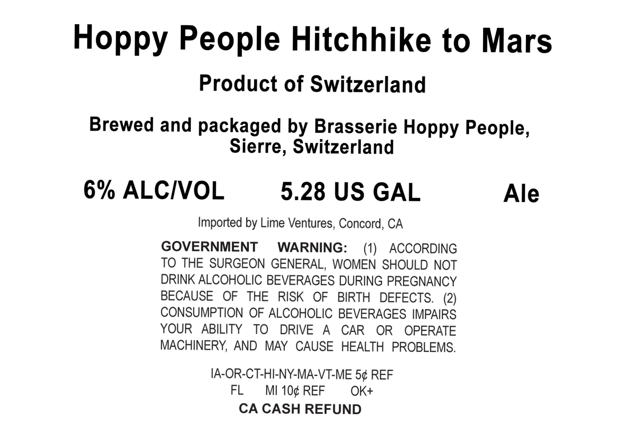 Hitchhike to Mars by Hoppy People - beer label
