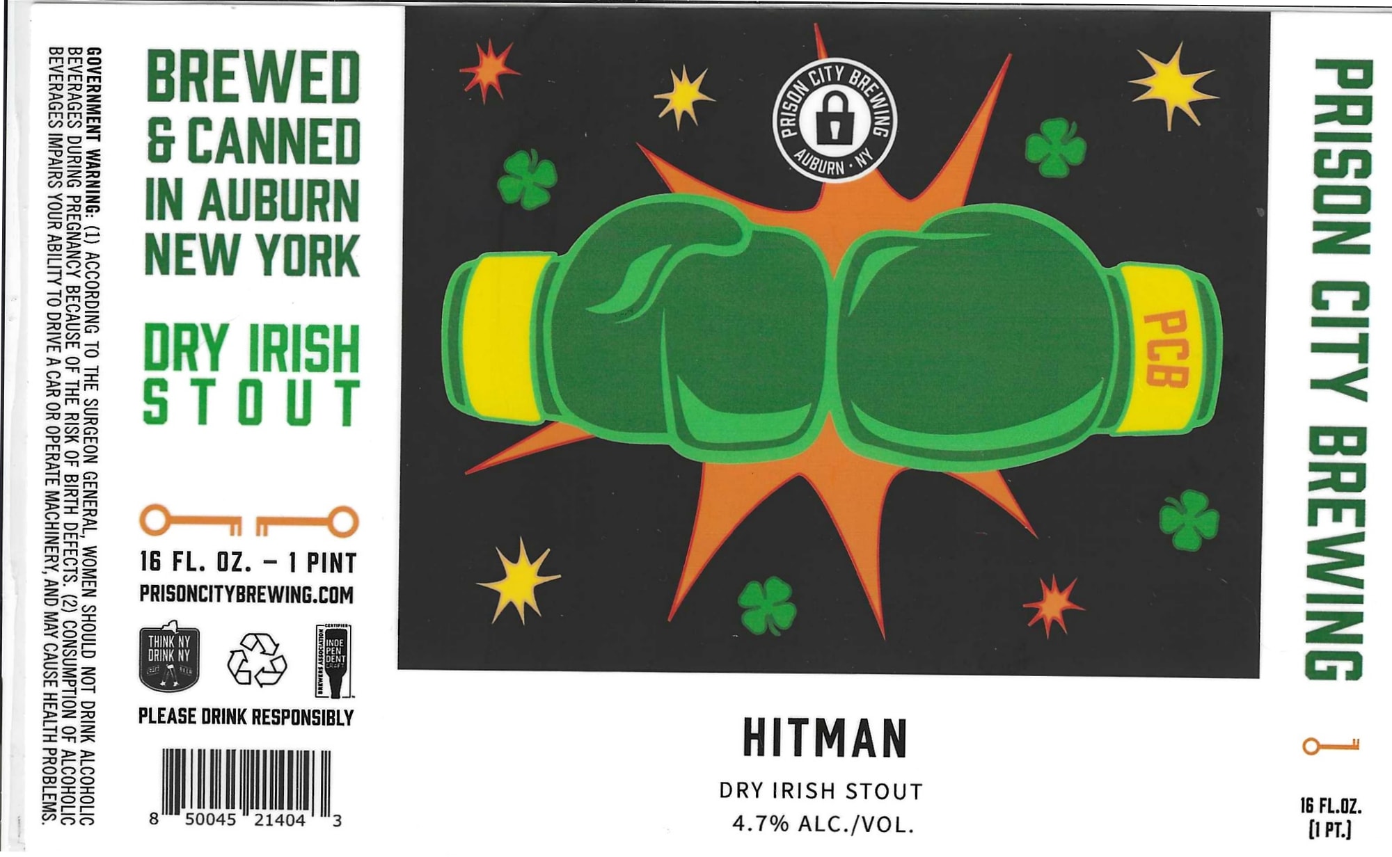 Hitman Dry Irish Stout by Prison City Brewing - beer label