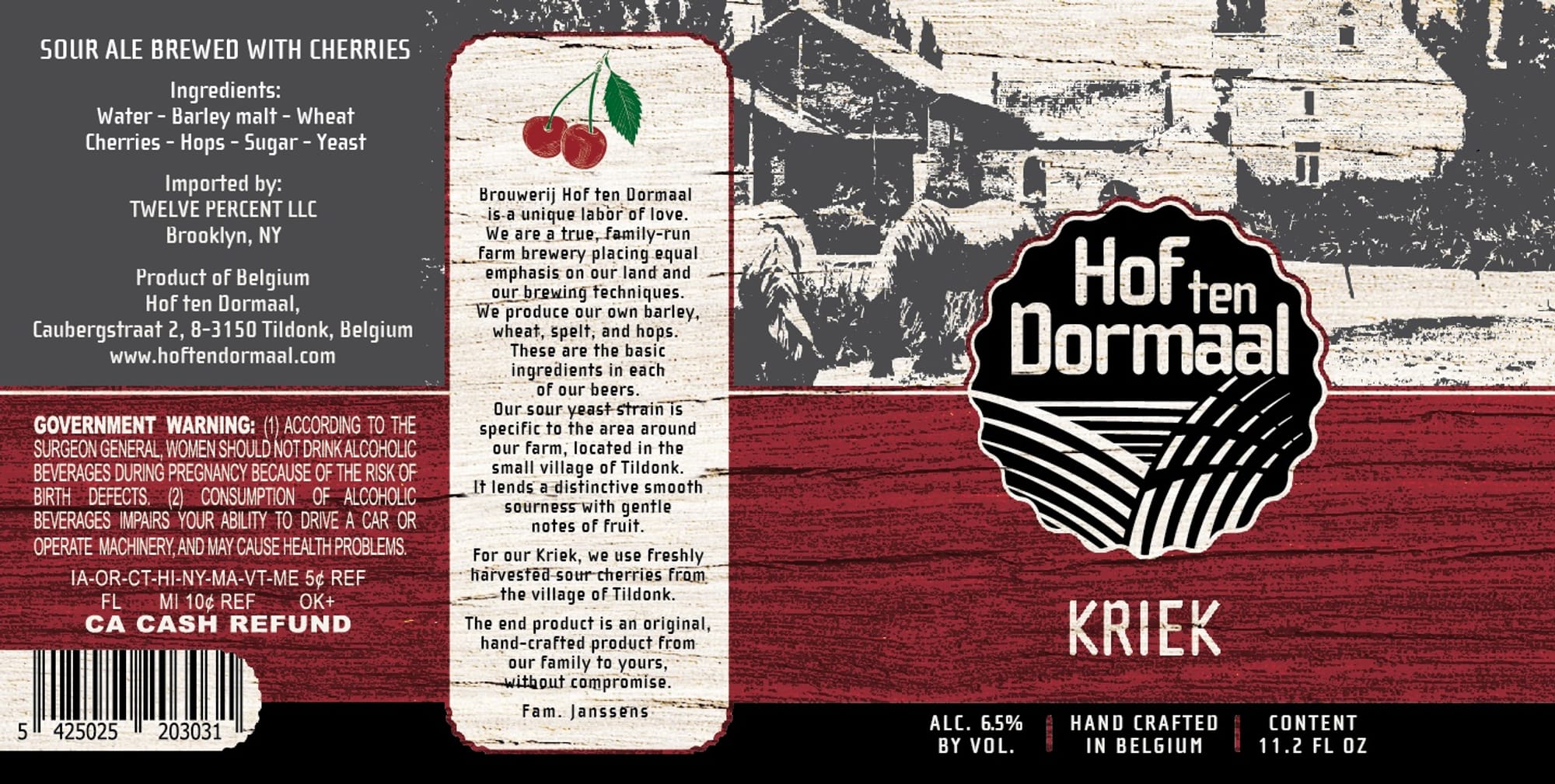 Kriek by Hof ten Dormaal - beer label