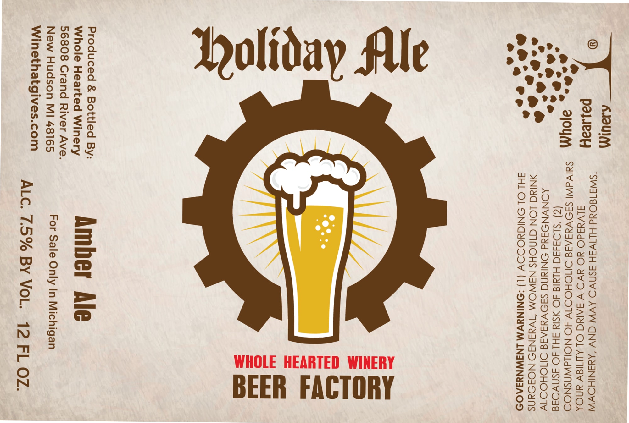 Holiday Ale by Whole Hearted Winery - beer label