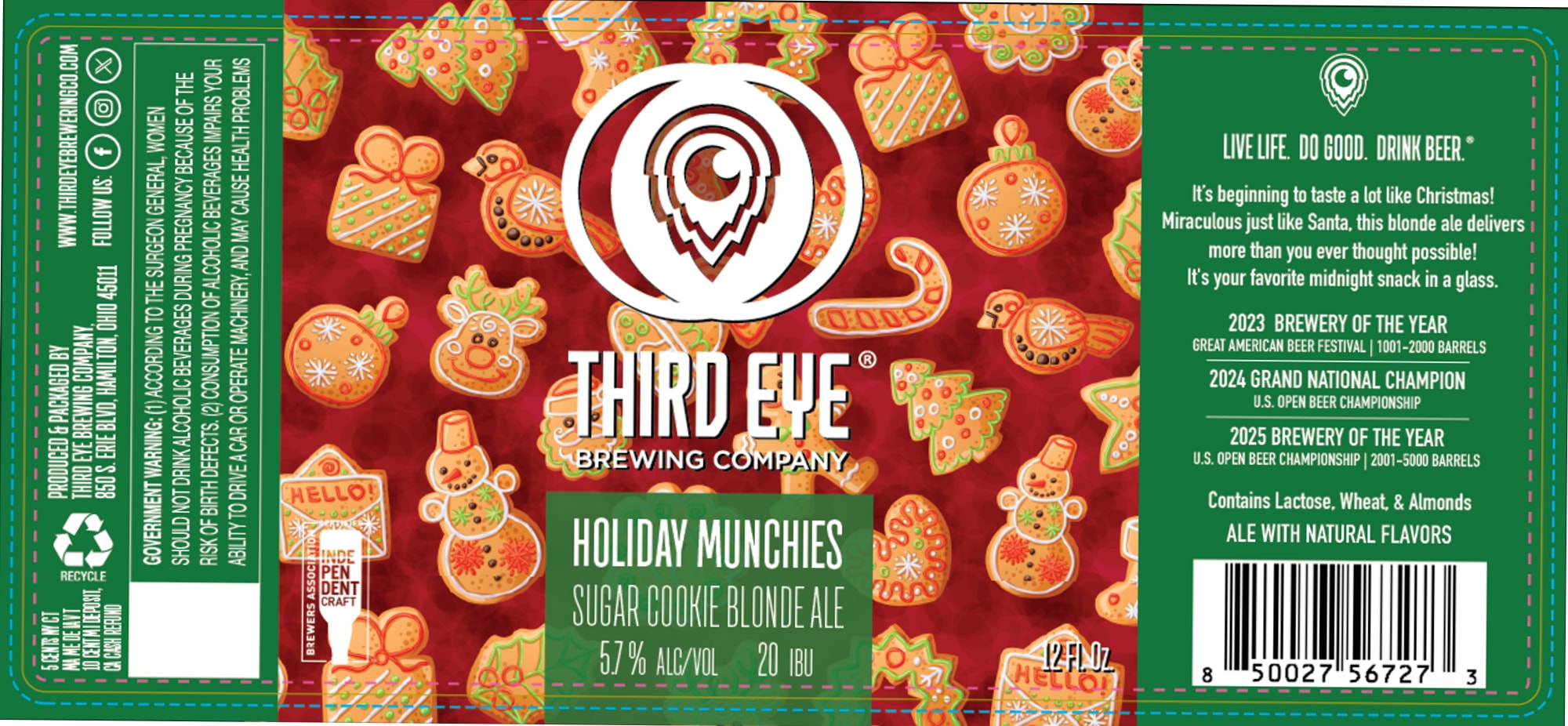 Holiday Munchies by Third Eye Brewing Company - beer label