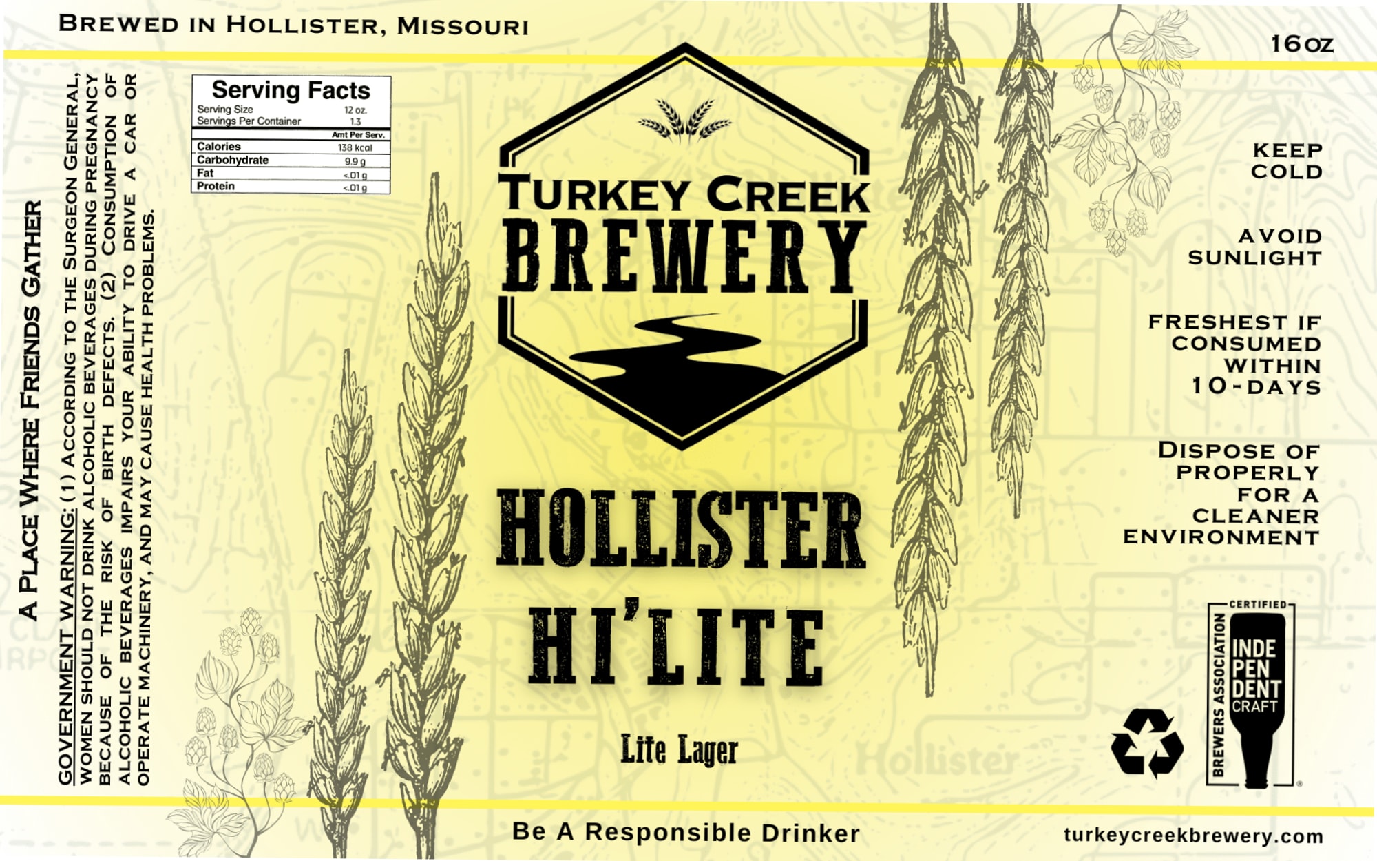 Hollister Hi’Lite by Turkey Creek Brewery - beer label