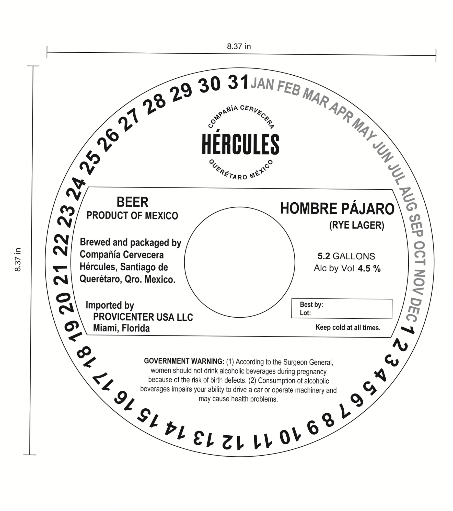 Hombre Pájaro (Rye Lager) by Compañía Cervecera Hércules - beer label