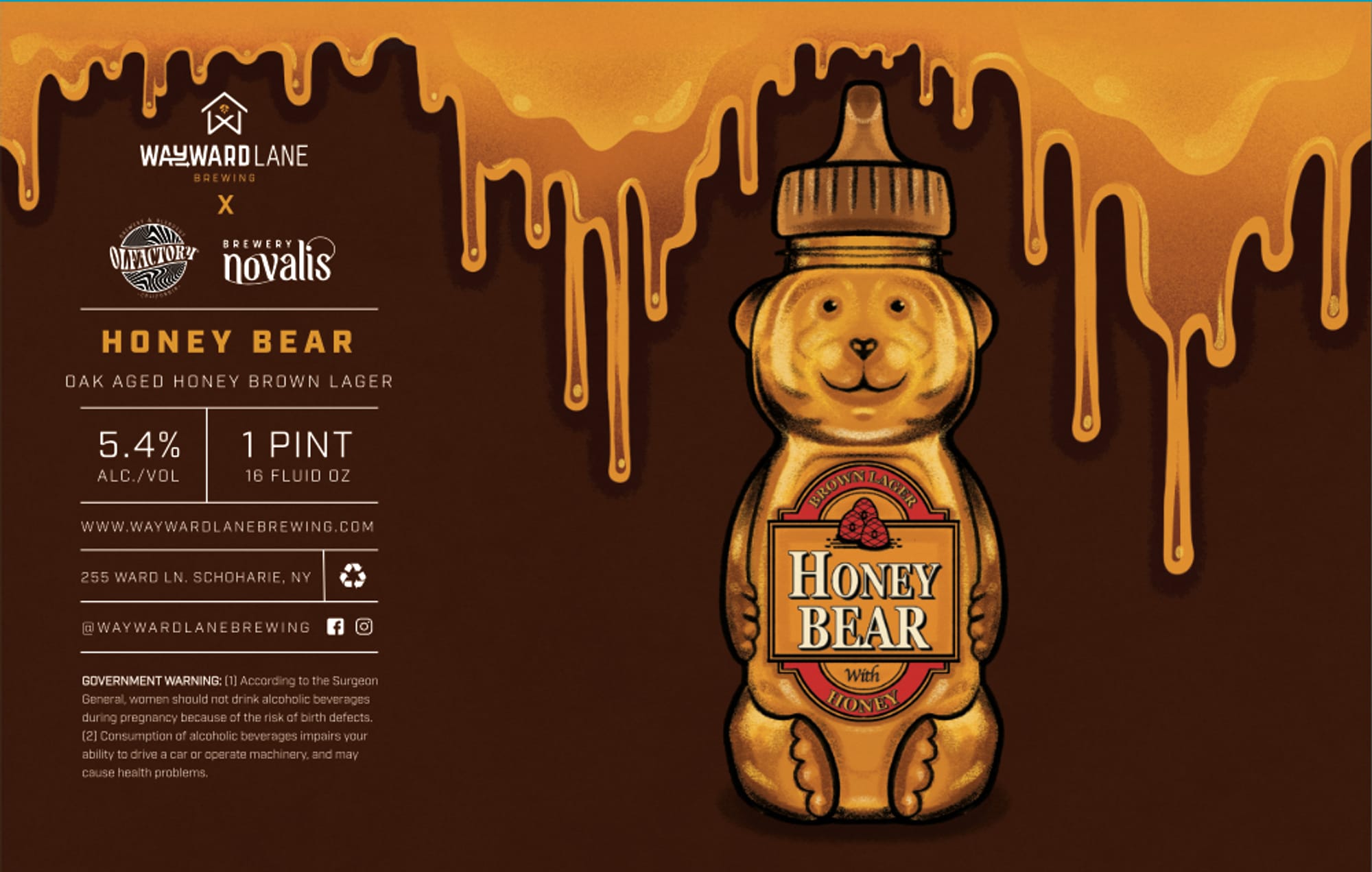 Honey Bear by Wayward Lane Brewing - beer label