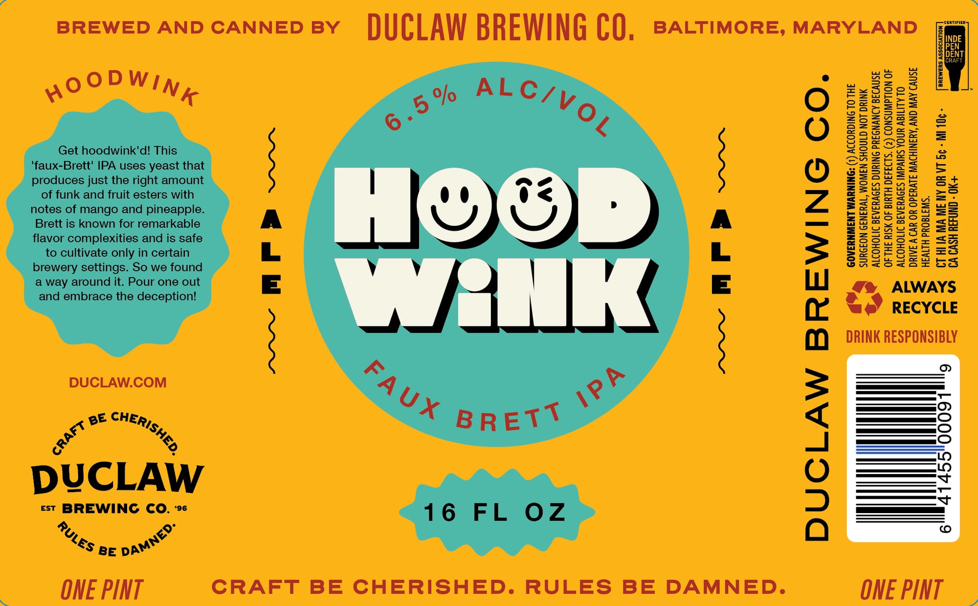 Hoodwink by DuClaw Brewing Co. - beer label