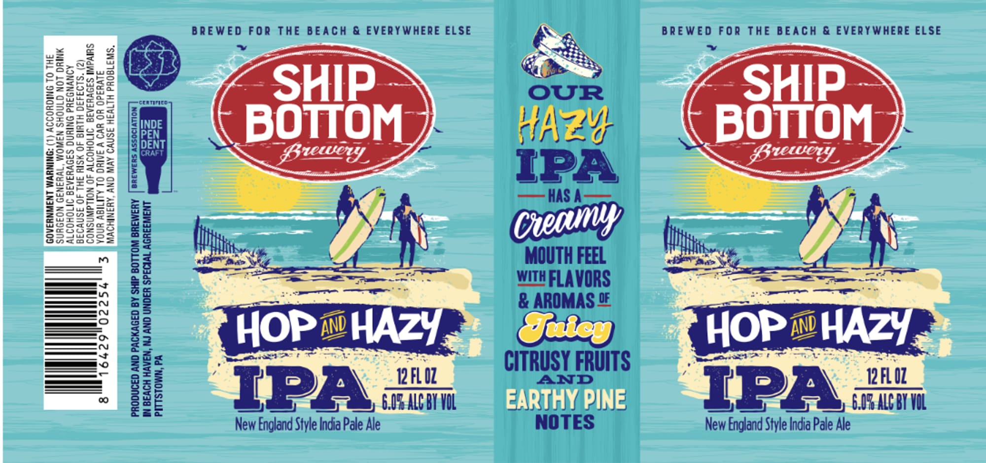 Hop and Hazy IPA by Ship Bottom Brewery - beer label