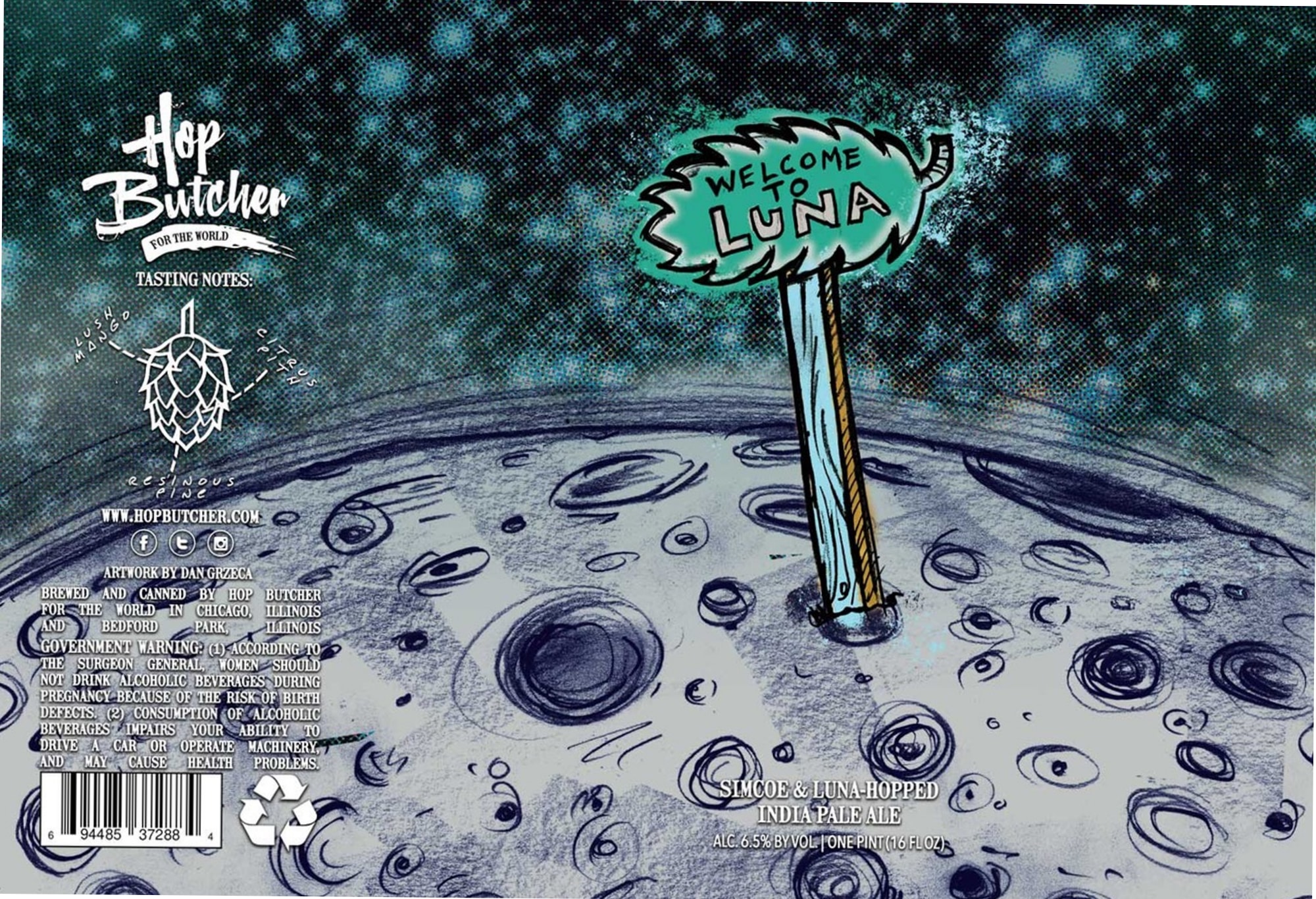 Luna IPA by Hop Butcher For The World - beer label