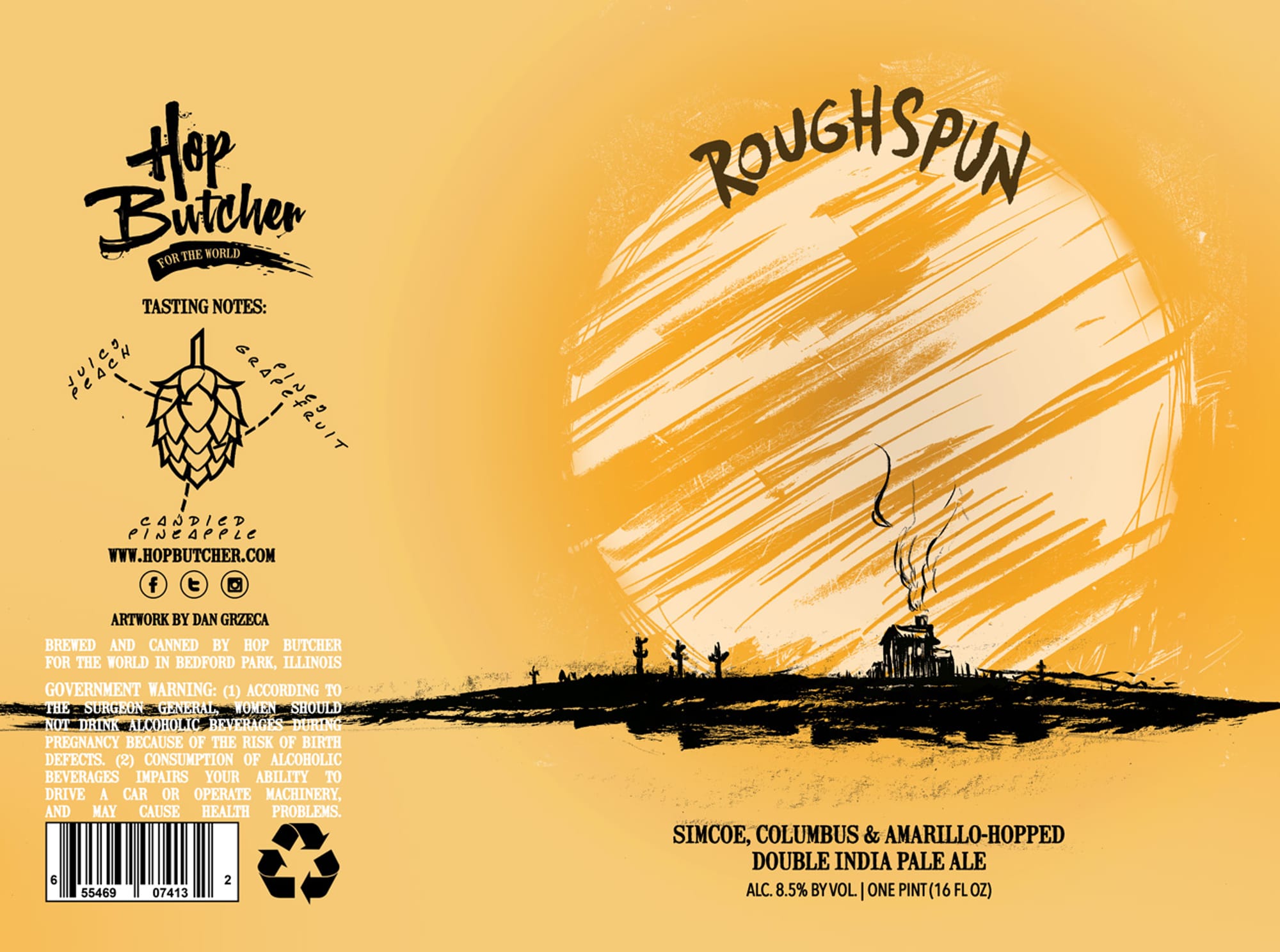 Roughspun by Hop Butcher For The World - beer label