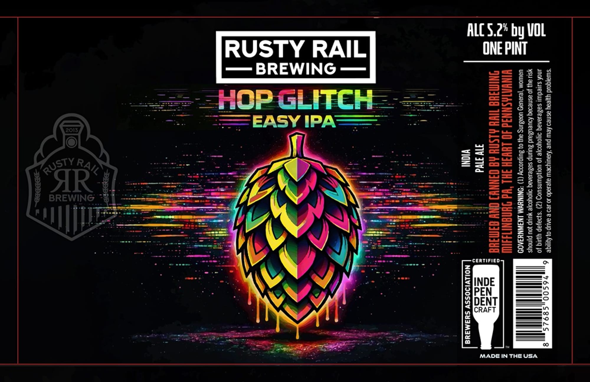 HOP GLITCH by RUSTY RAIL BREWING - beer label