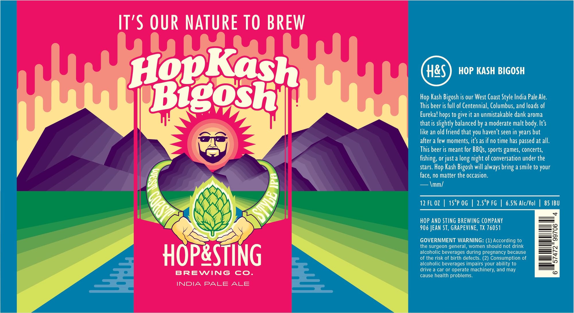 Hop Kash Bigosh by Hop & Sting Brewing Co. - beer label