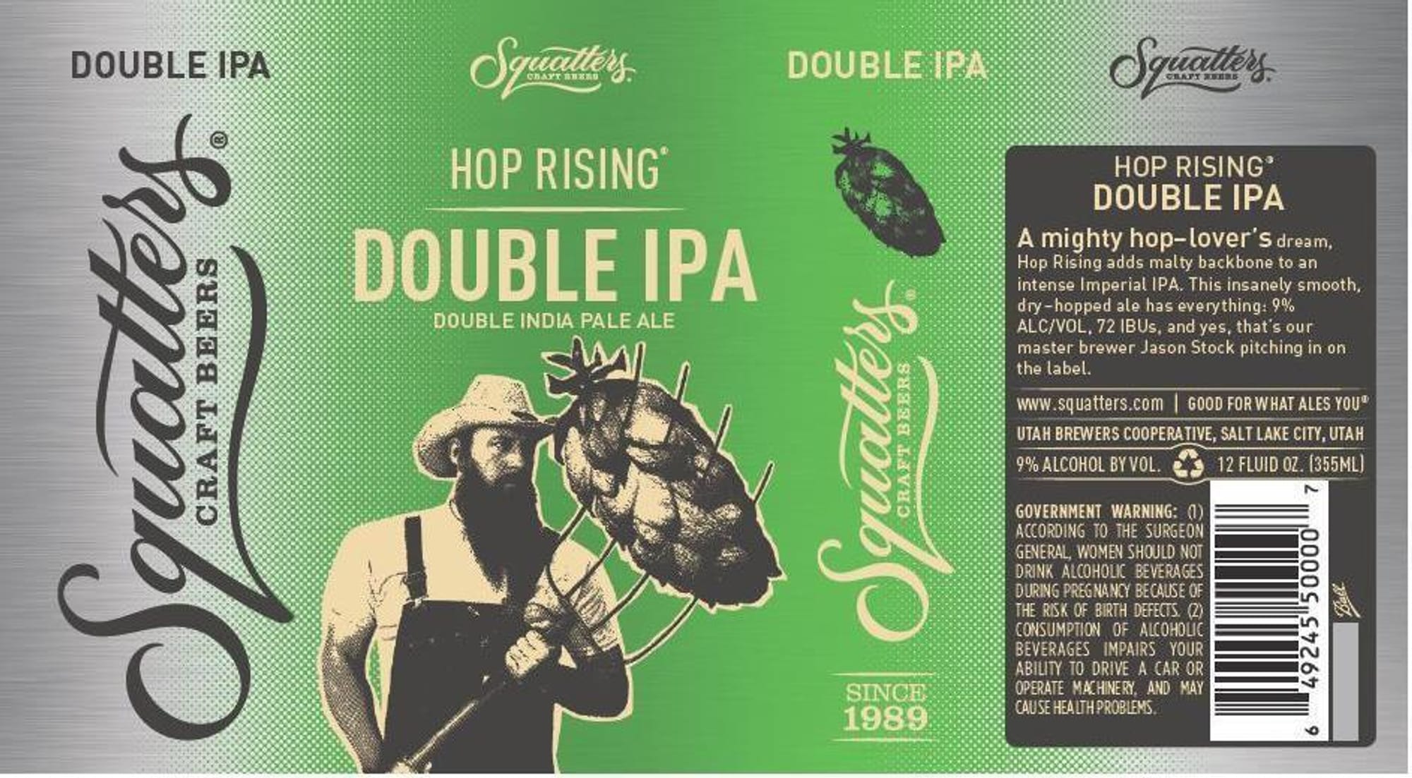 Hop Rising Double IPA by Squatters Craft Beers - beer label
