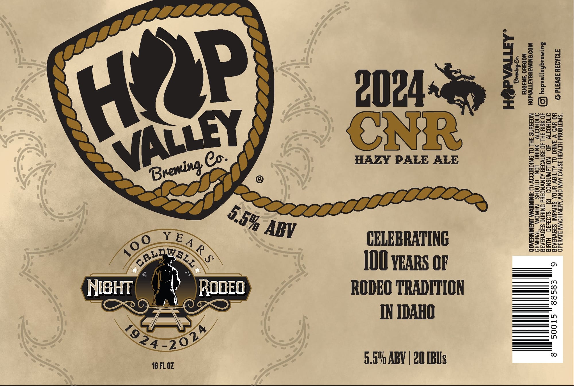 2024 CNR Hazy Pale Ale by Hop Valley Brewing Co. - beer label