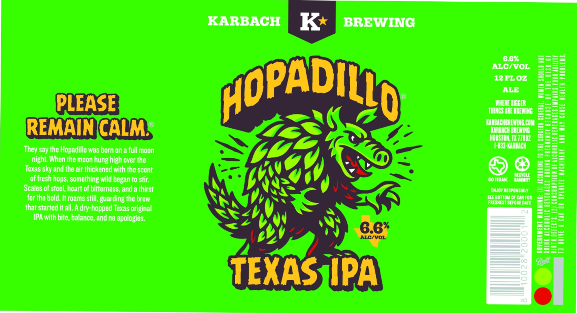 Hopadillo by Karbach Brewing - beer label