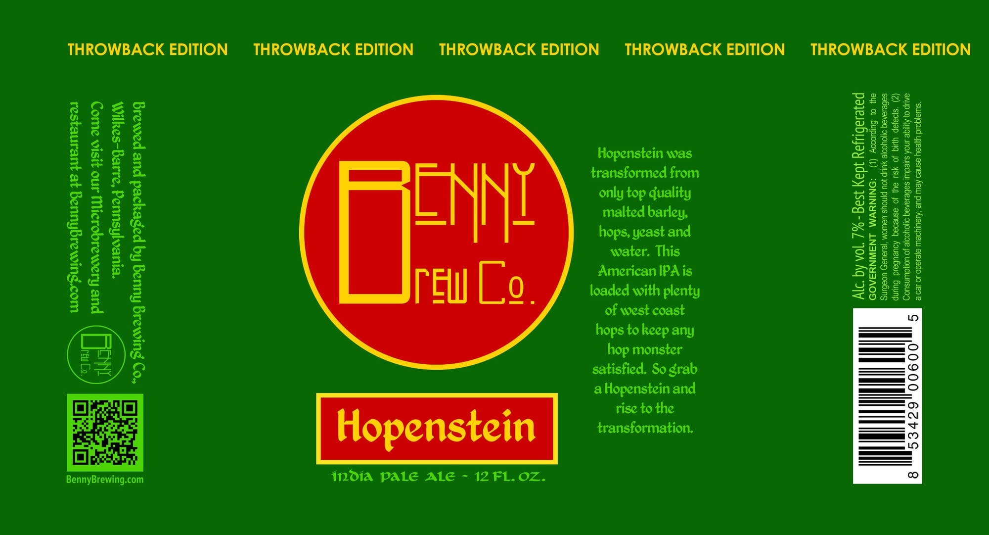 Hopenstein by Benny Brewing Co. - beer label