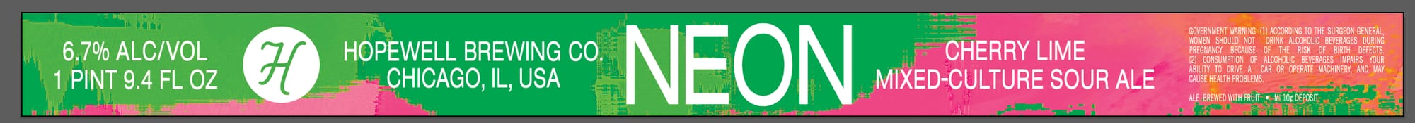 Neon Cherry Lime by Hopewell Brewing Co. - beer label