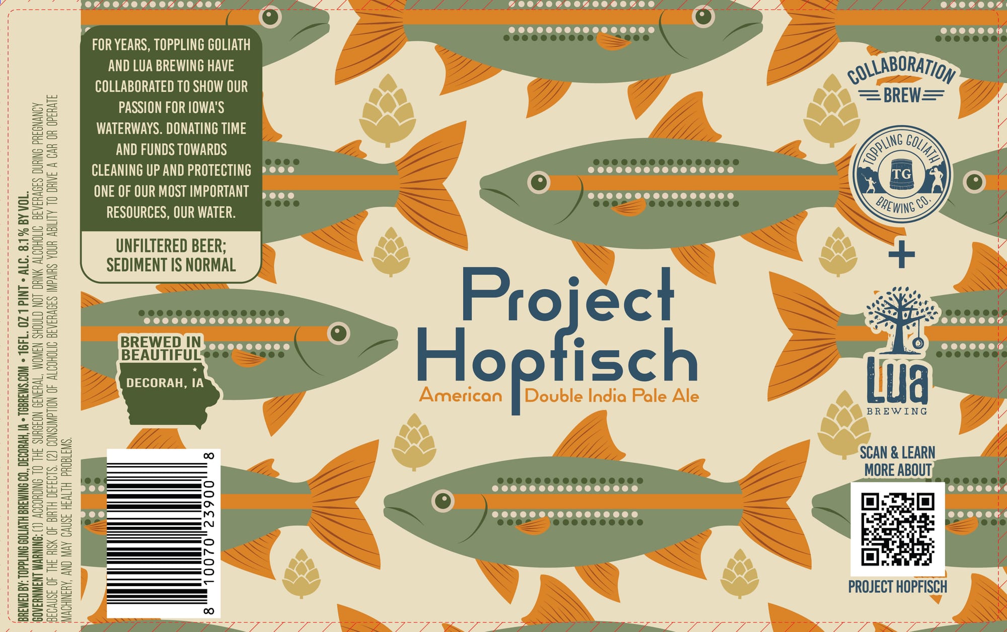 Project Hopfisch by Toppling Goliath Brewing Co. - beer label
