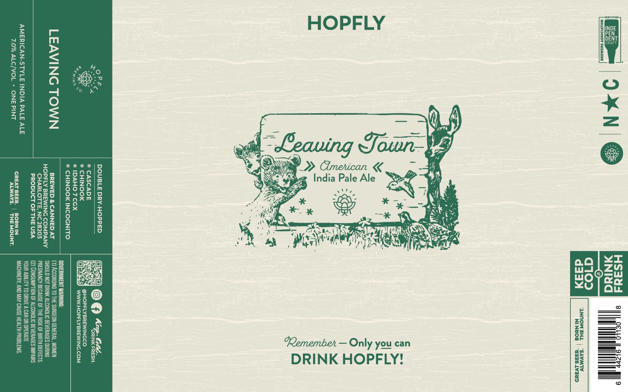 Leaving Town by HopFly Brewing Co. - beer label