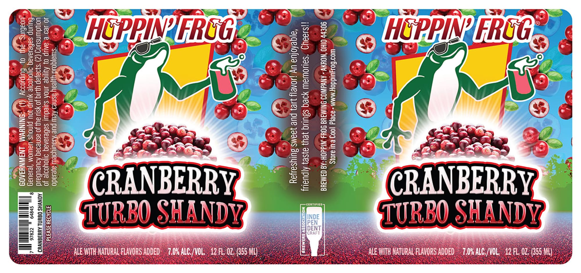 Cranberry Turbo Shandy by Hoppin’ Frog Brewing Company - beer label