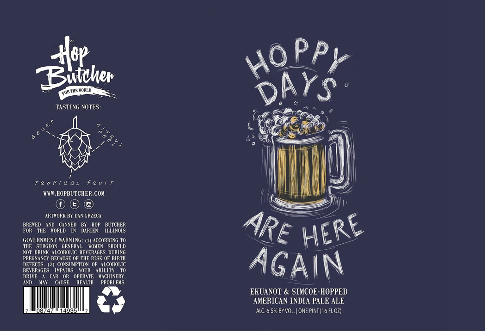 Hoppy Days Are Here Again by Hop Butcher For The World - beer label