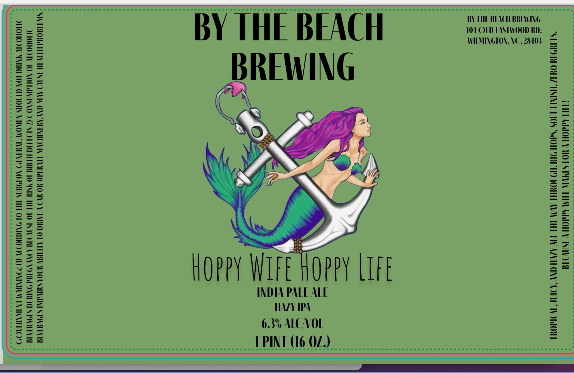 Hoppy Wife Hoppy Life by By The Beach Brewing - beer label