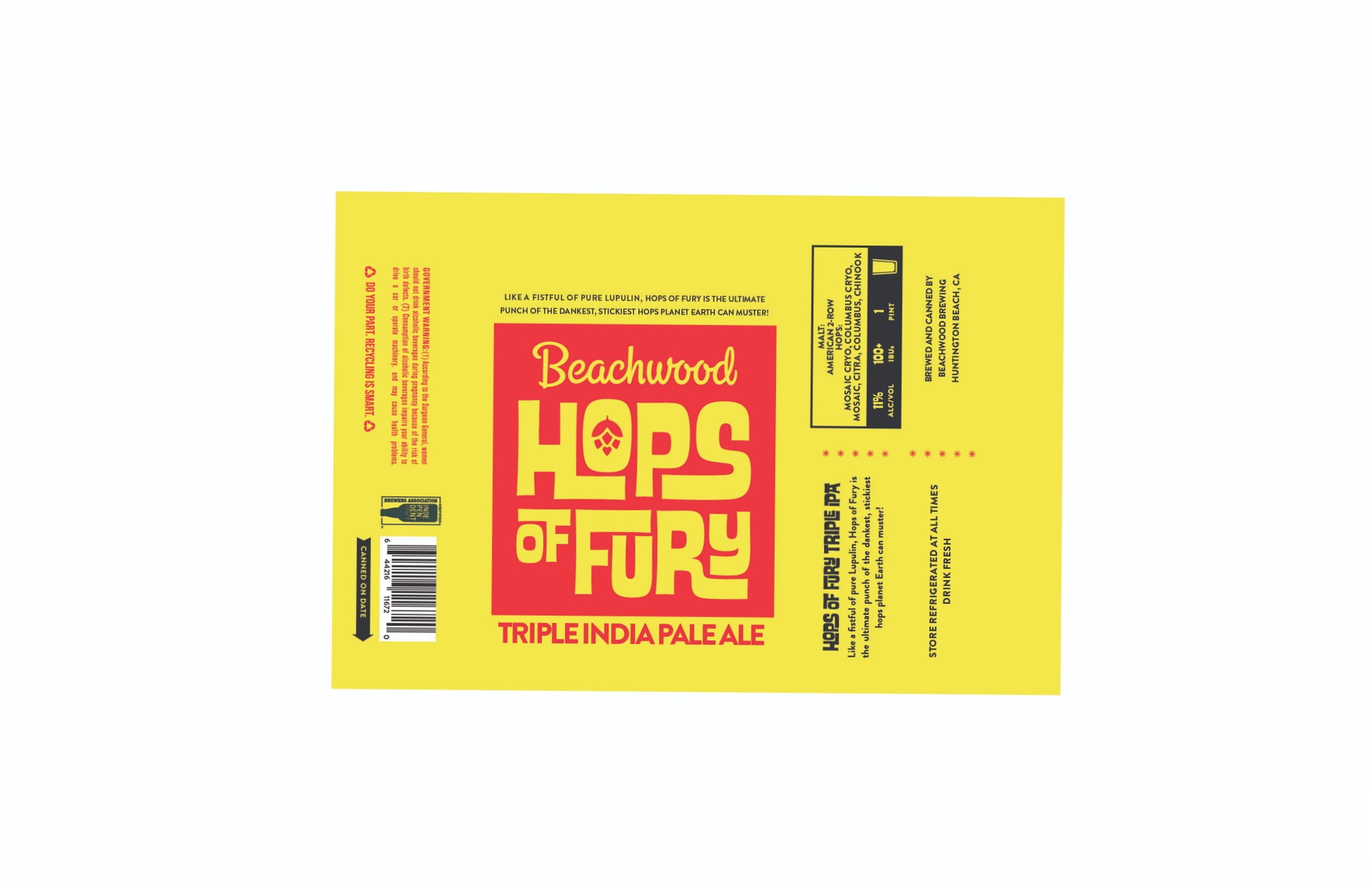 Hops of Fury by Beachwood Brewing - beer label