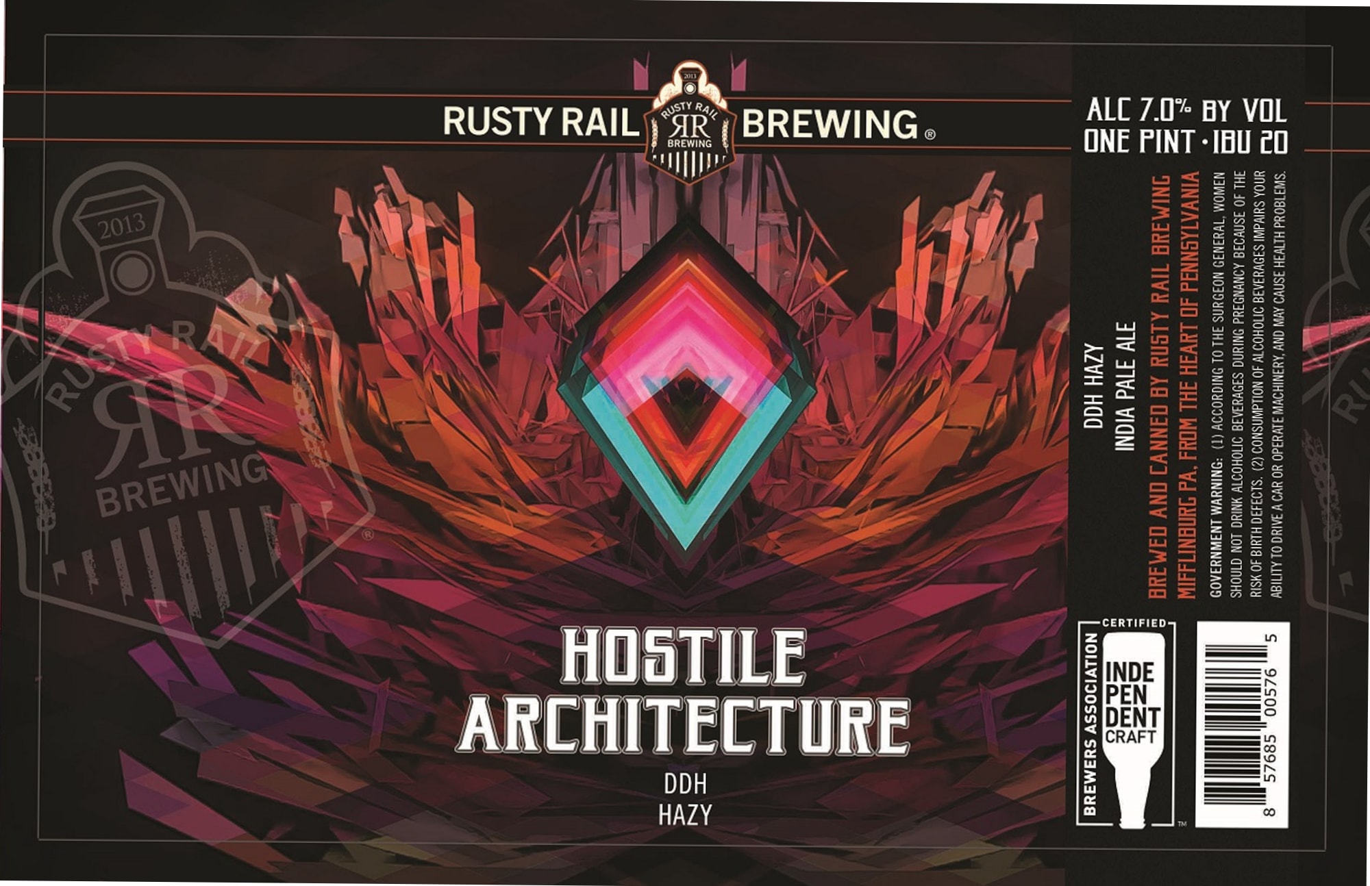 Hostile Architecture by Rusty Rail Brewing - beer label