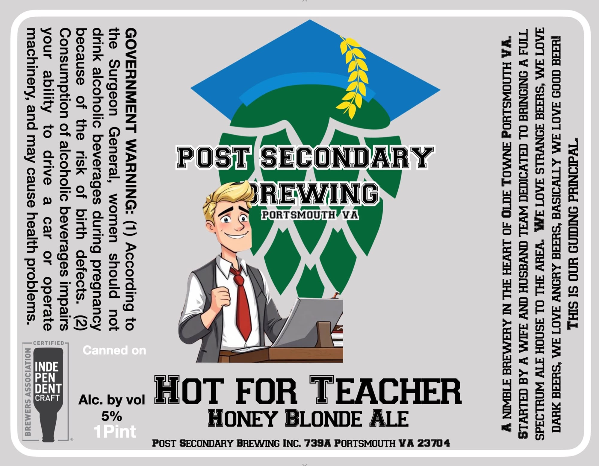 Hot For Teacher by Post Secondary Brewing - beer label