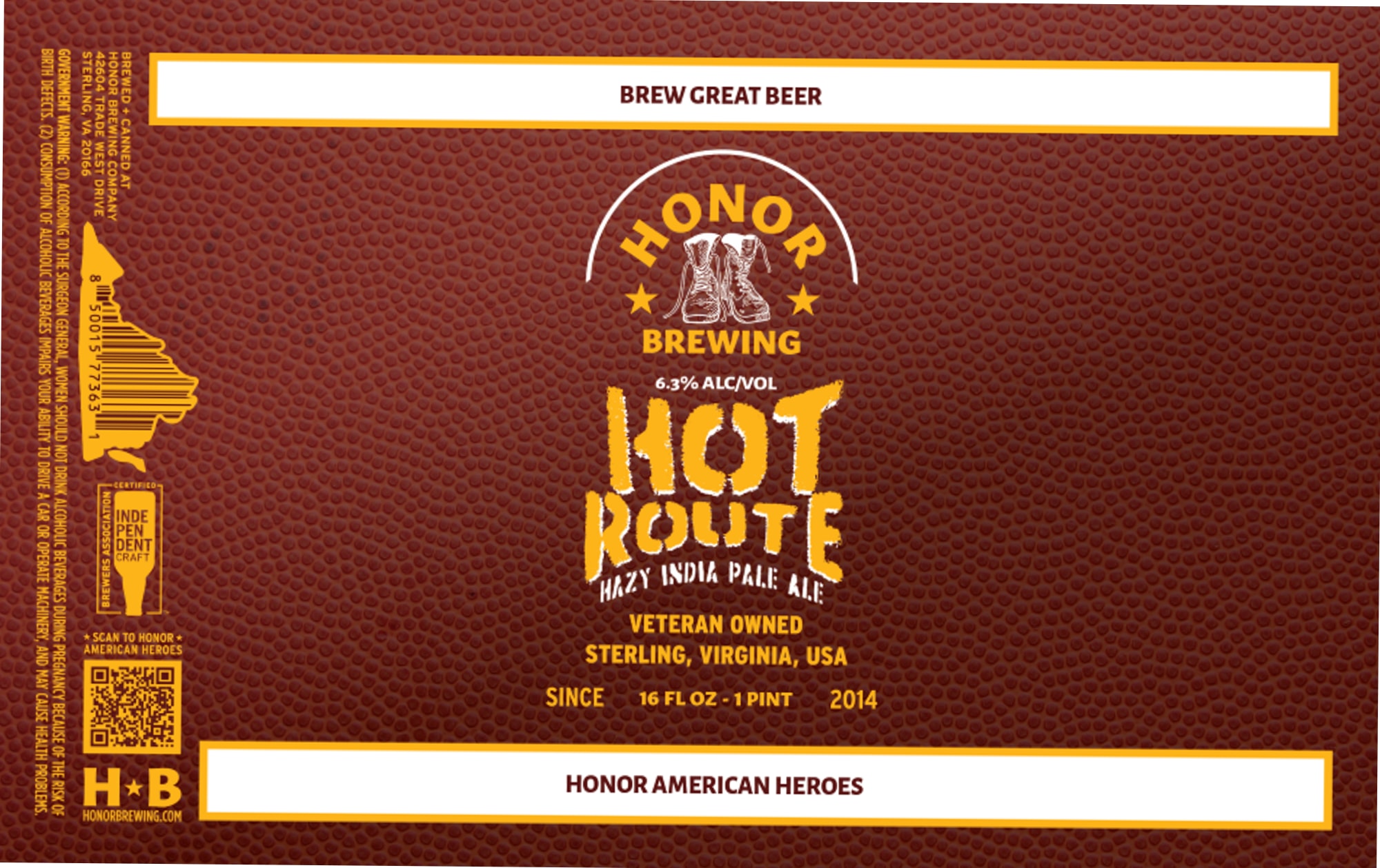 Hot Route by Honor Brewing - beer label