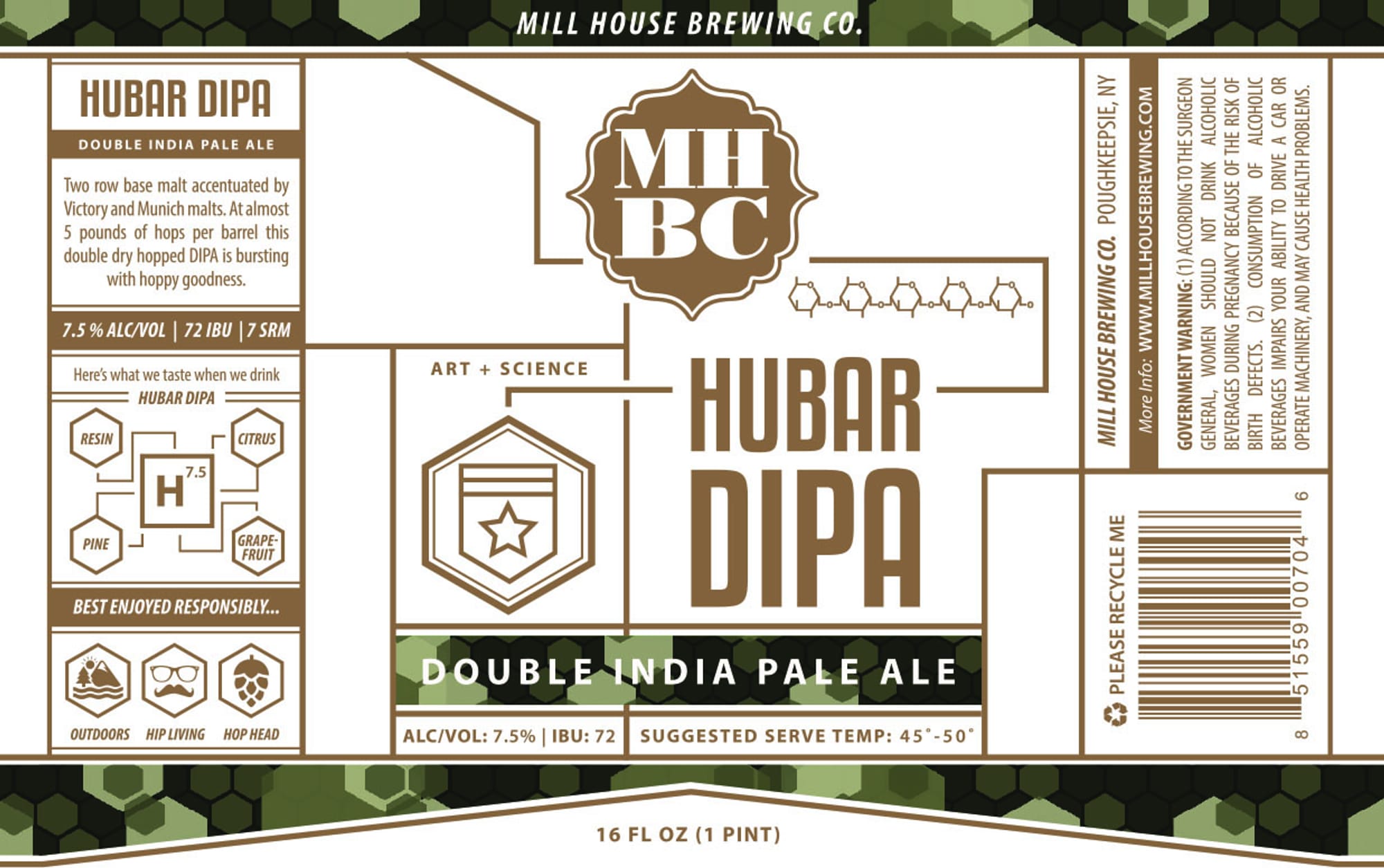 Hubar DIPA by Mill House Brewing Co. - beer label