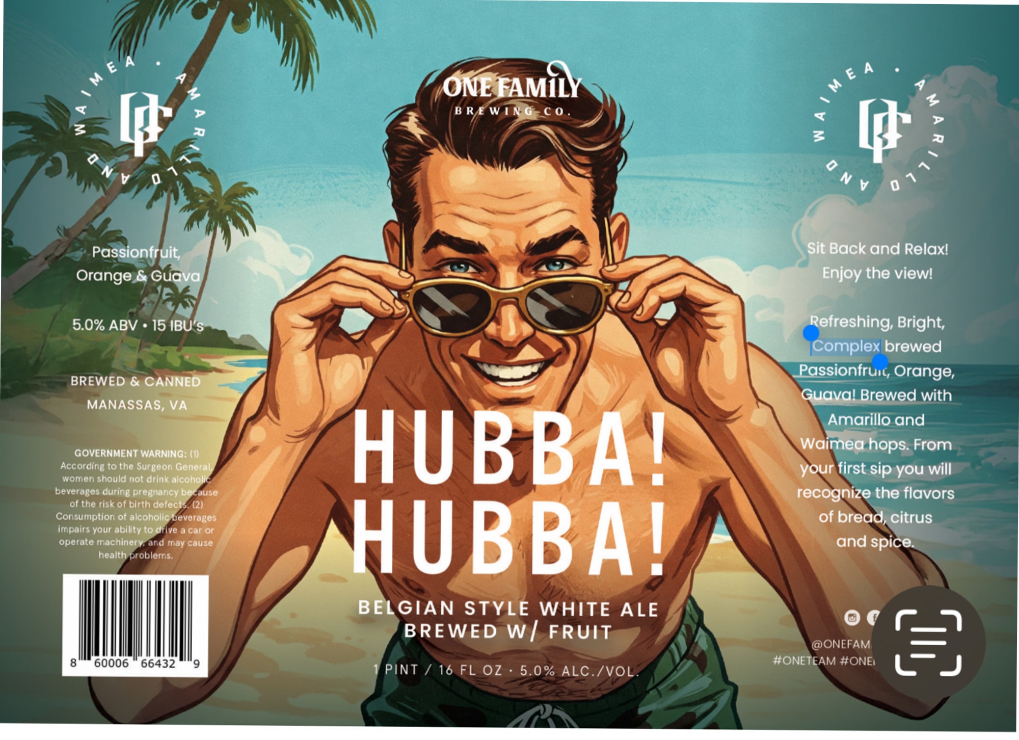 Hubba! by One Family Brewing Co. - beer label