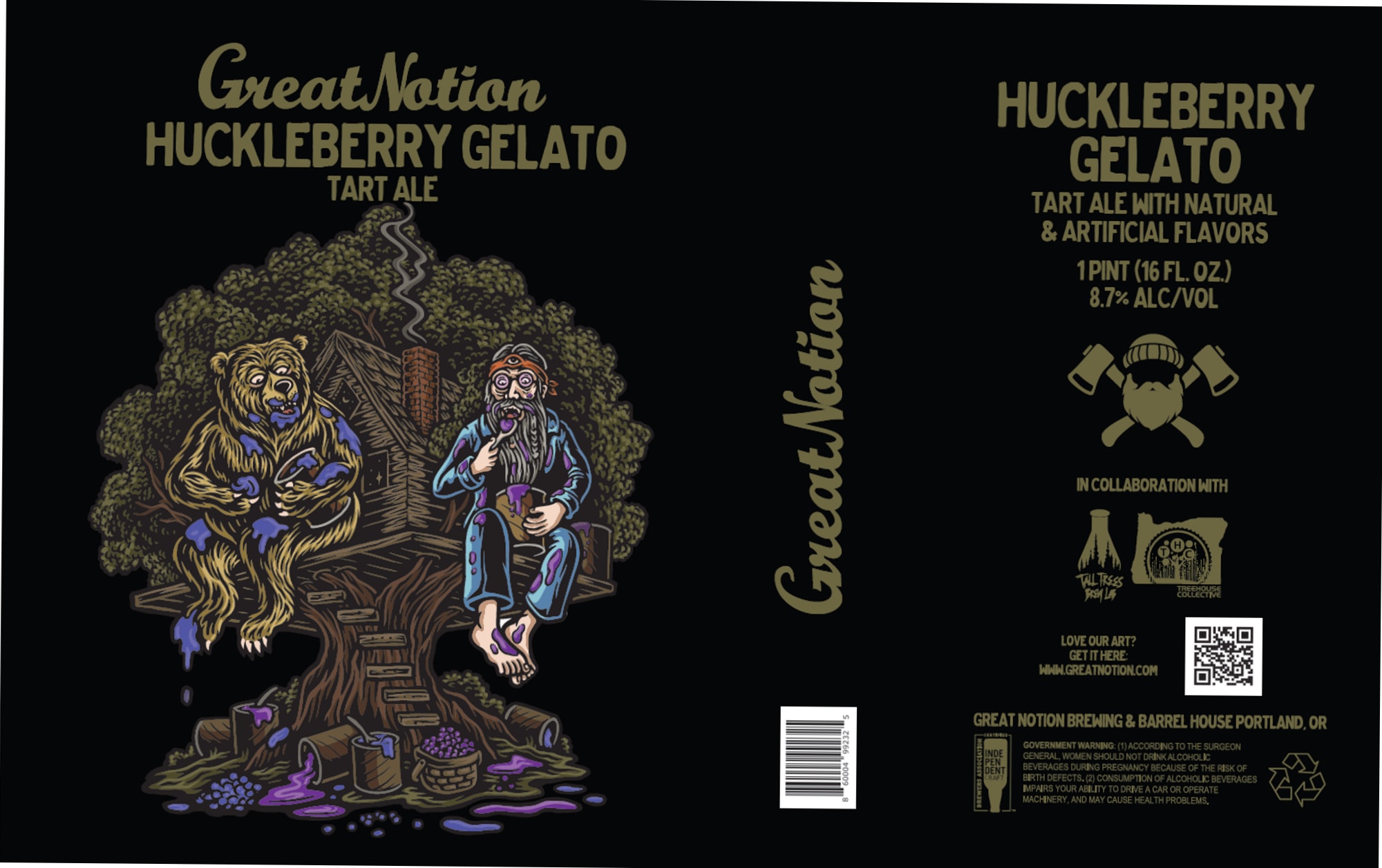 Huckleberry Gelato by Great Notion Brewing & Barrel Portland, OR - beer label
