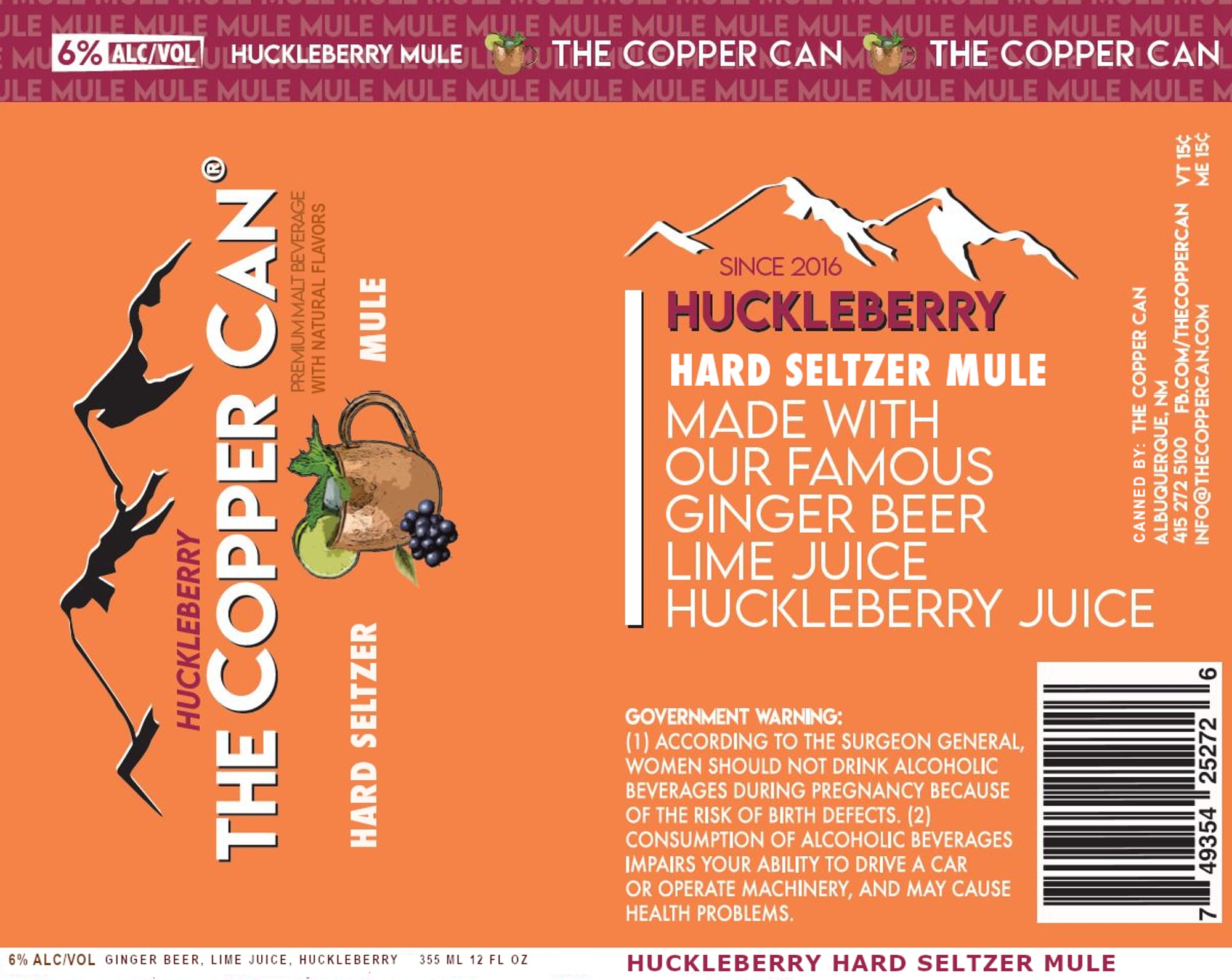 Huckleberry Mule by The Copper Can - beer label