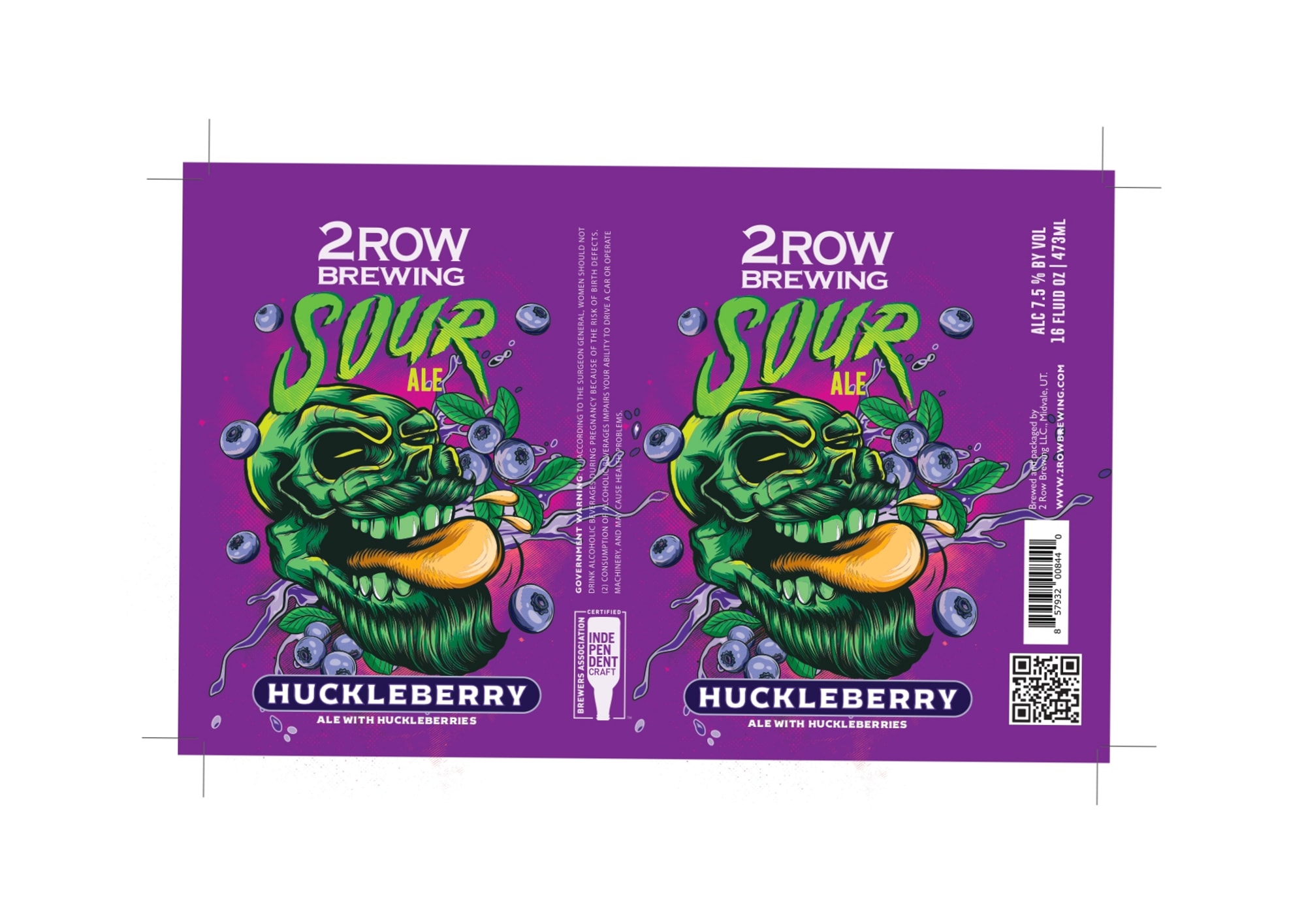 Huckleberry Sour Ale by 2 Row Brewing - beer label