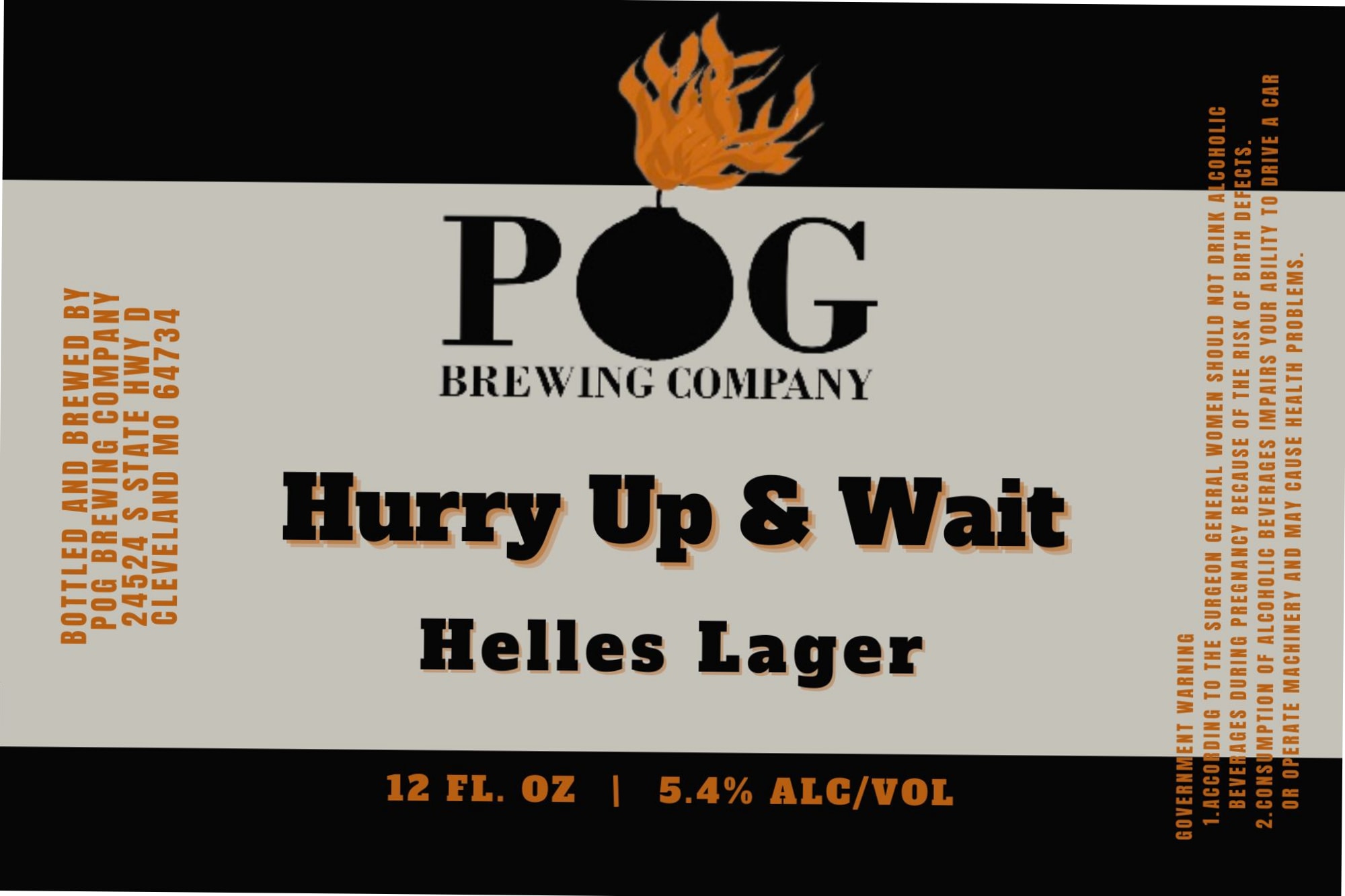 Hurry Up & Wait by POG Brewing Company - beer label