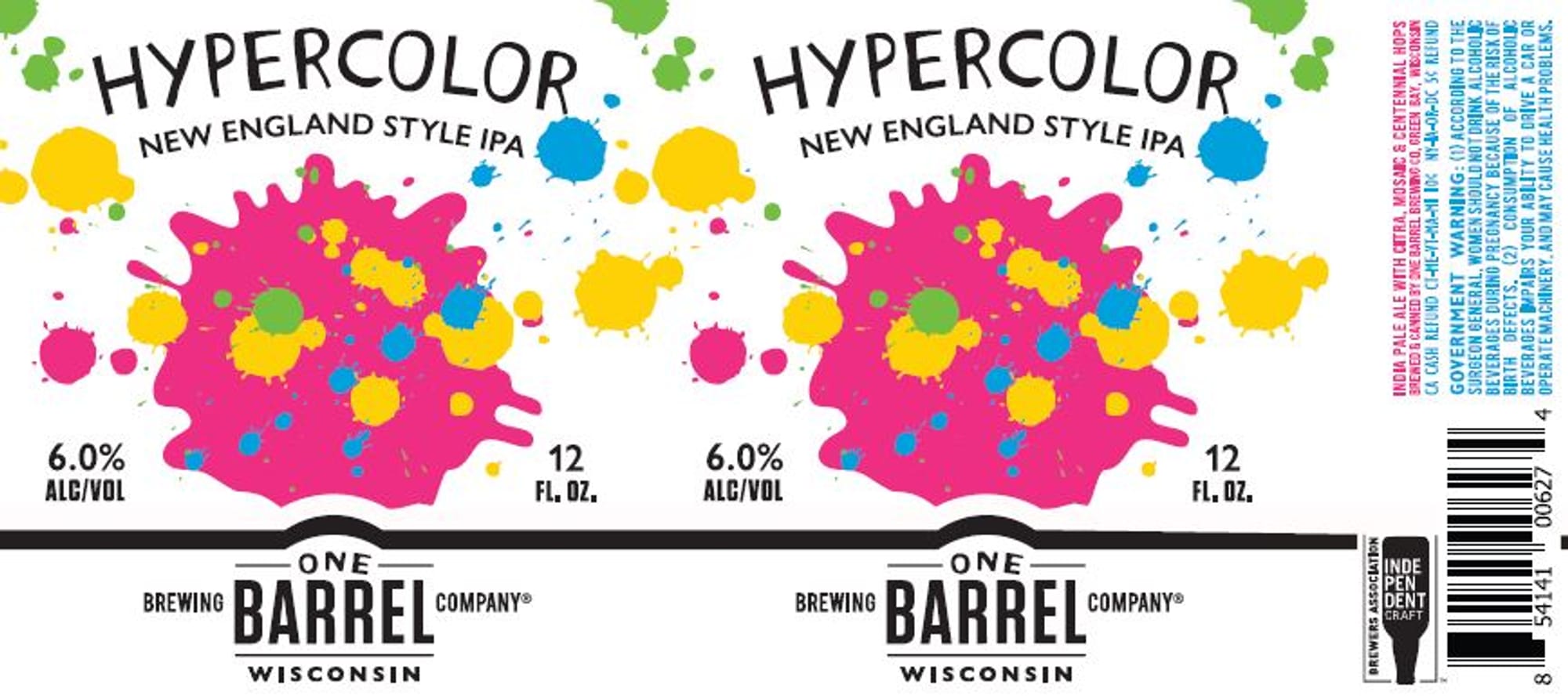 Hypercolor by One Barrel Brewing Company - beer label